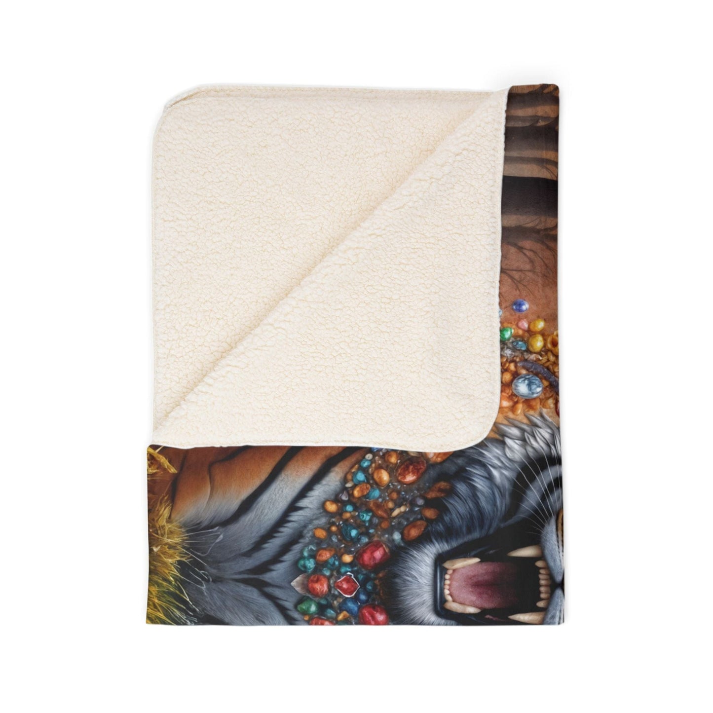 Printify Home Decor 50" × 60" / Beige Gem Forest Tiger - Sherpa Blanket