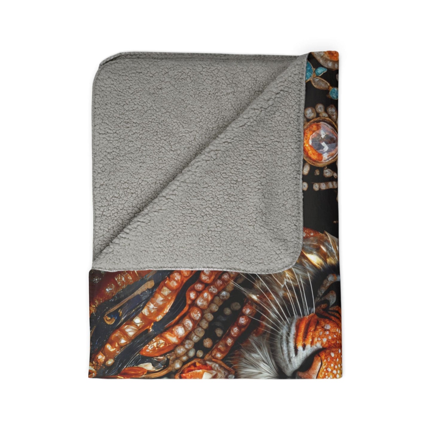 Printify Home Decor Gem Flower Tiger - Sherpa Blanket