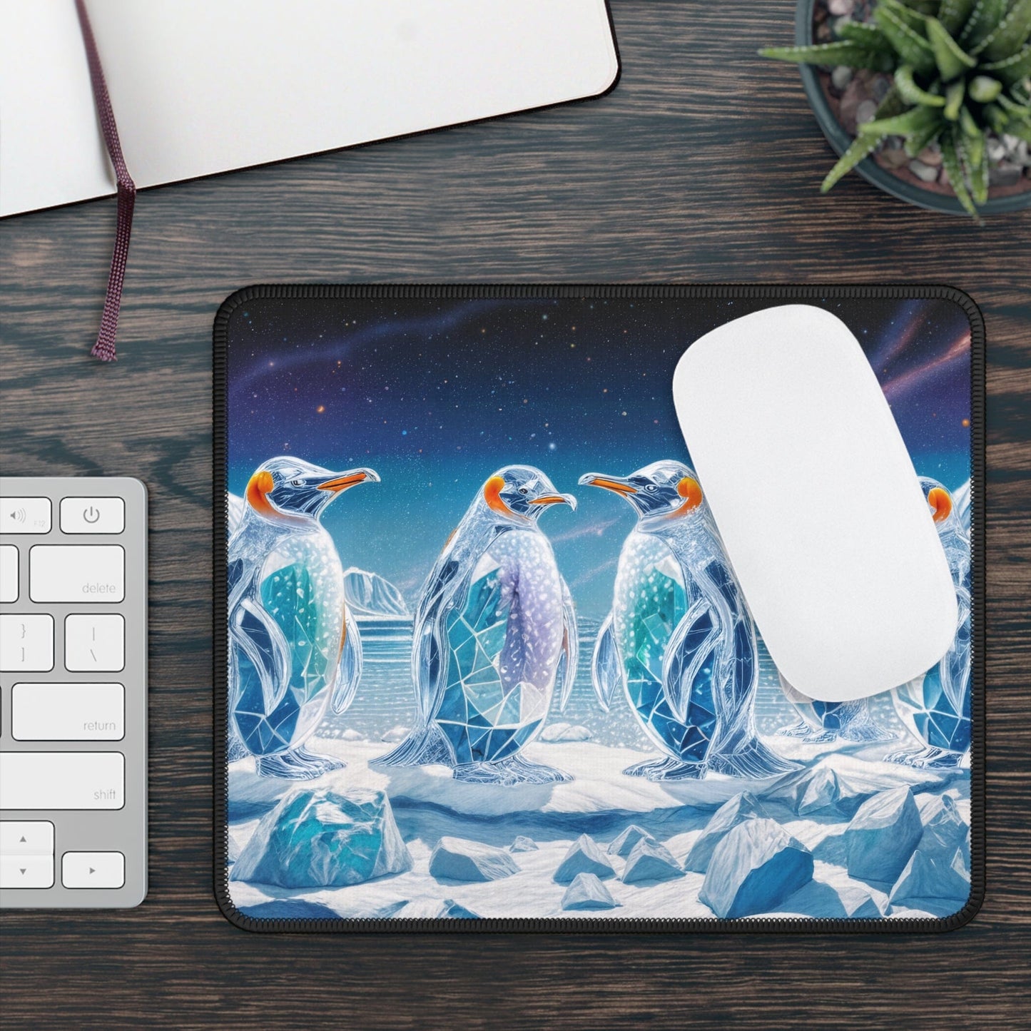 Printify Home Decor Rectangle / 9" × 7" Crystal Penguins - Desk Mat Mouse Pad Gamer Gift Office Decor