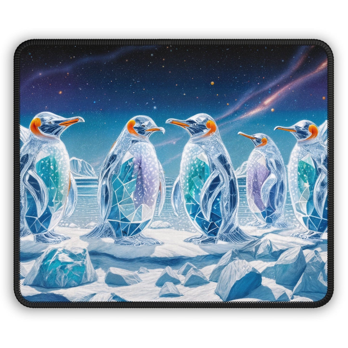 Printify Home Decor Rectangle / 9" × 7" Crystal Penguins - Desk Mat Mouse Pad Gamer Gift Office Decor