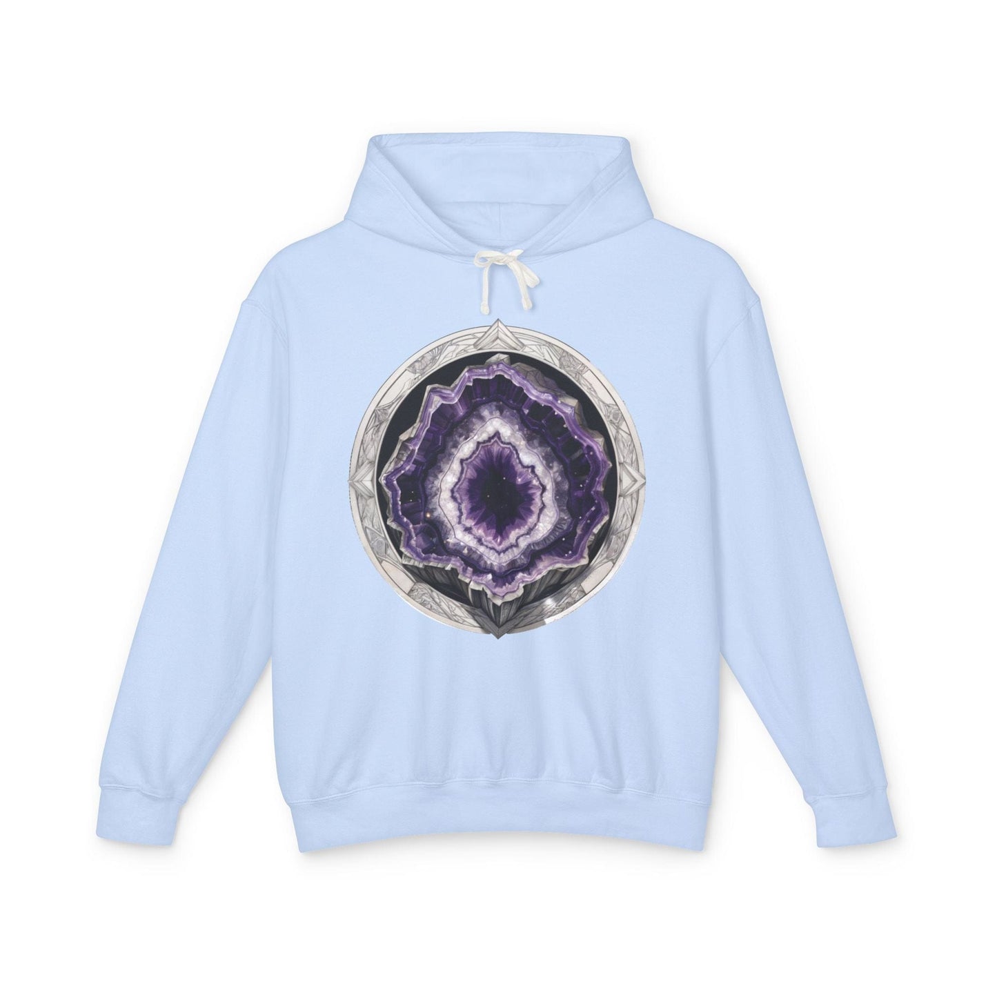 Printify Hoodie S / Hydrangea Amethyst Crystals Gemstones - Lightweight Hoodie (Print On Front)