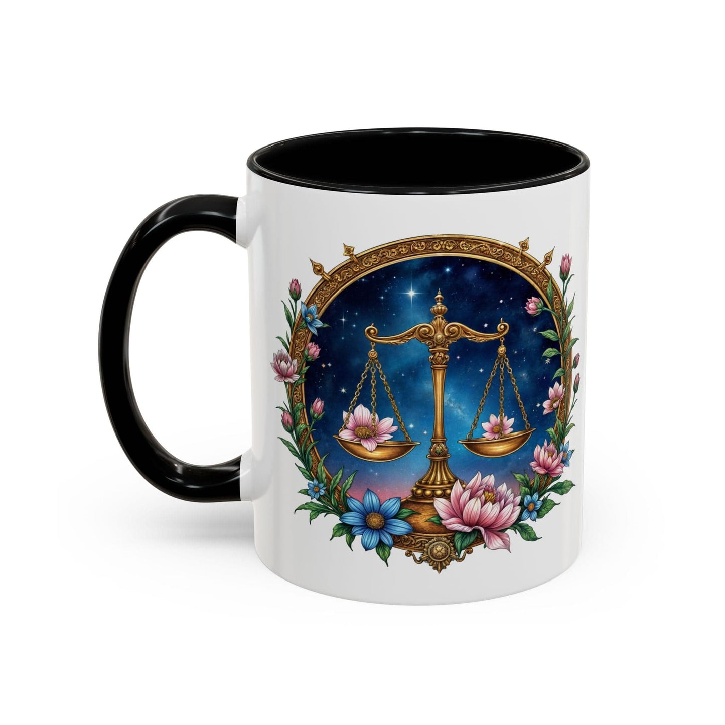 Printify Mug 11oz / Black Libra Zodiac Coffee Mug with Inspirational Quote and Smart QR Code Balanced Astrology Gift Custom Horoscope Lovers Mug for Libra Fans