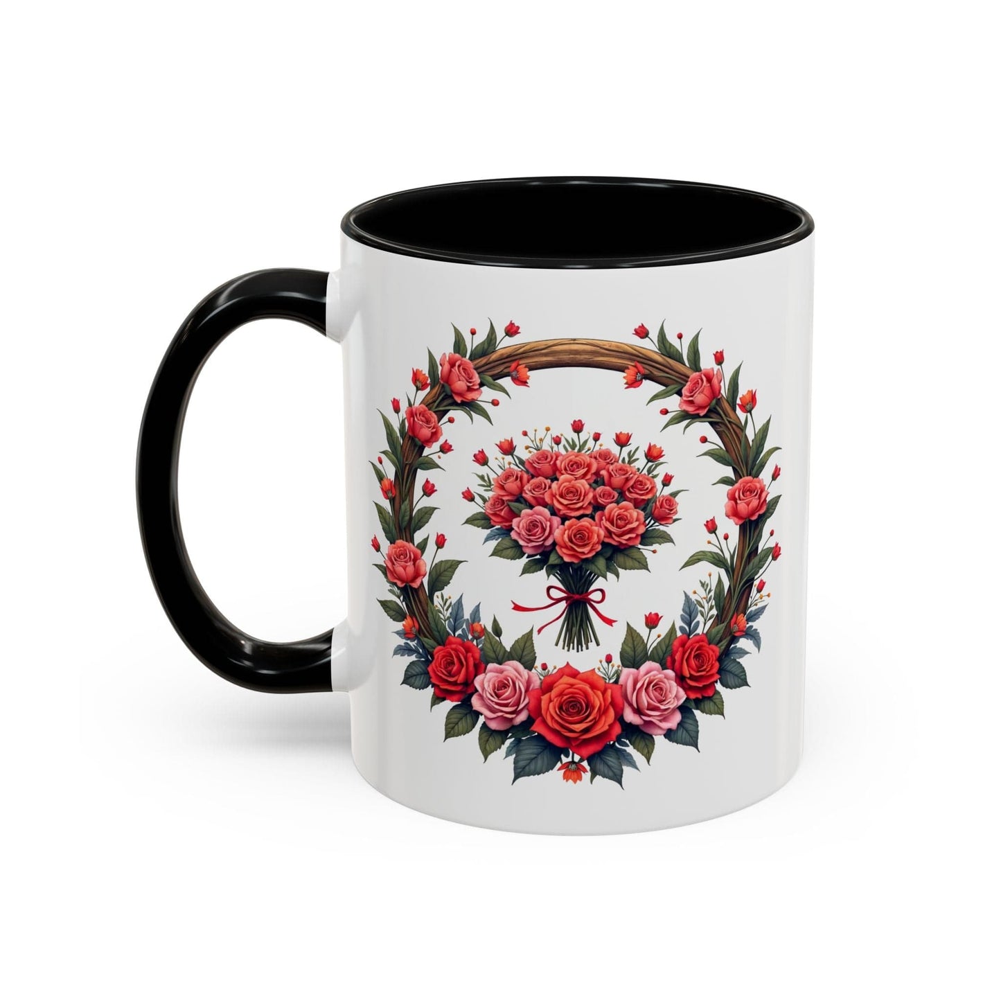 Printify Mug 11oz / Black Mug - Blooming Love - Love & Romance QR Code Quote Video