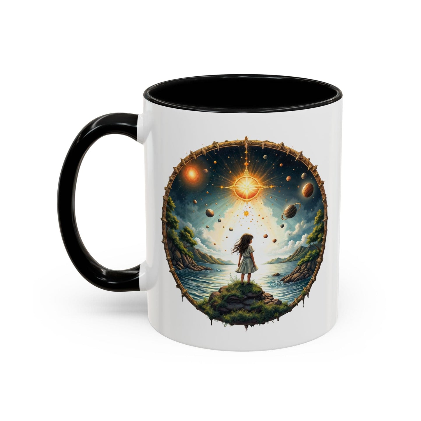 Printify Mug 11oz / Black UFO Coffee Mug with Exploring the Final Frontier Quote - Space Enthusiasts Who Enjoy Unique Gifts Hilarious Space Puns QR Code Quote Video