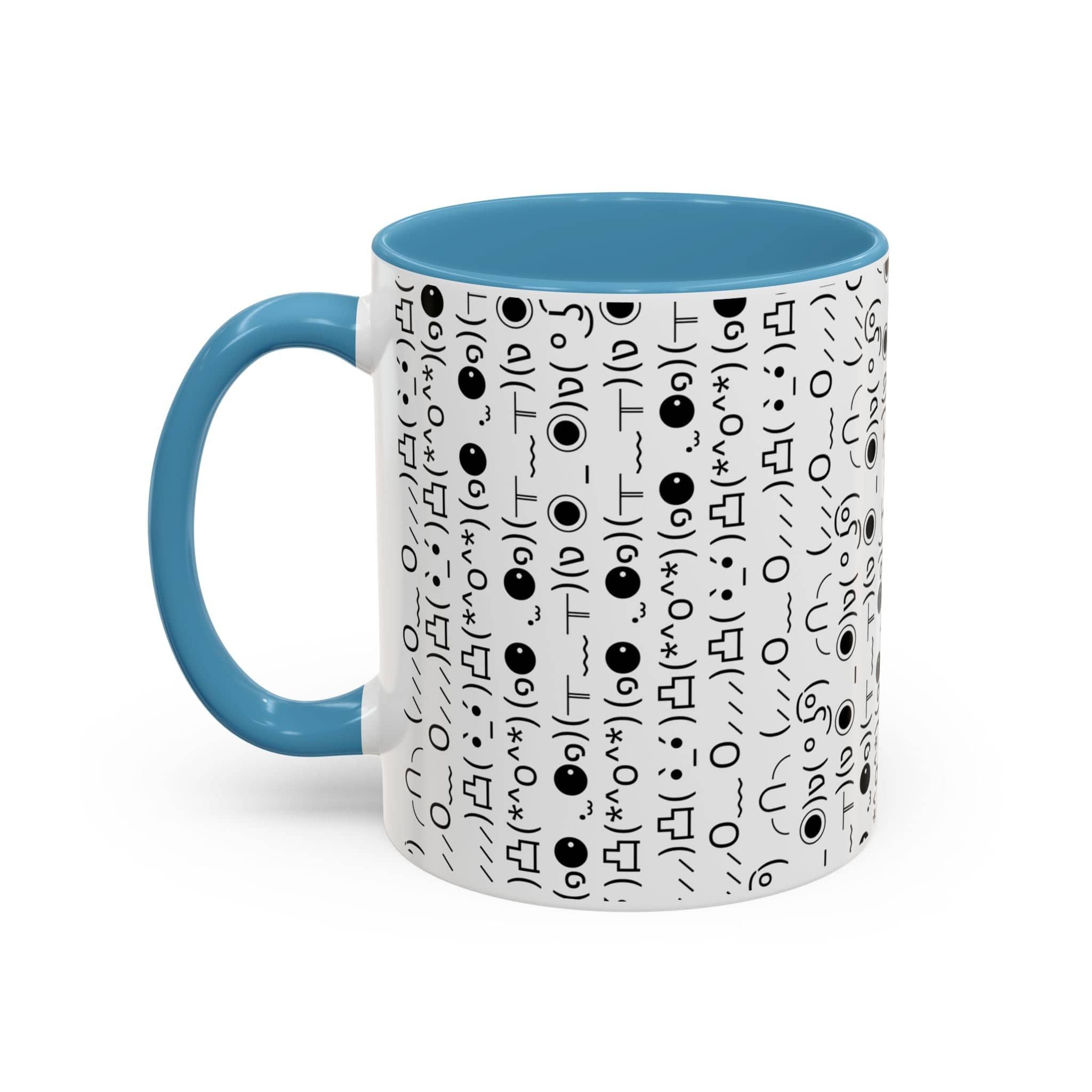 Printify Mug 11oz / Light Blue Mug - (๑⚈ ․̫ ⚈๑) Emoji- Hidden Message