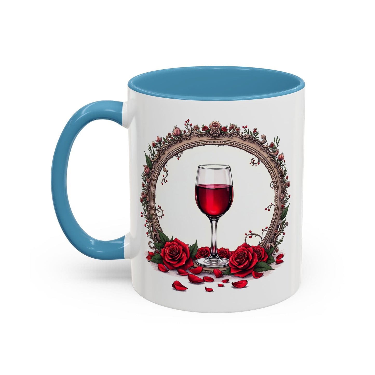 Printify Mug 11oz / Light Blue Mug - Wine & Dine - Love & Romance QR Code Quote Video