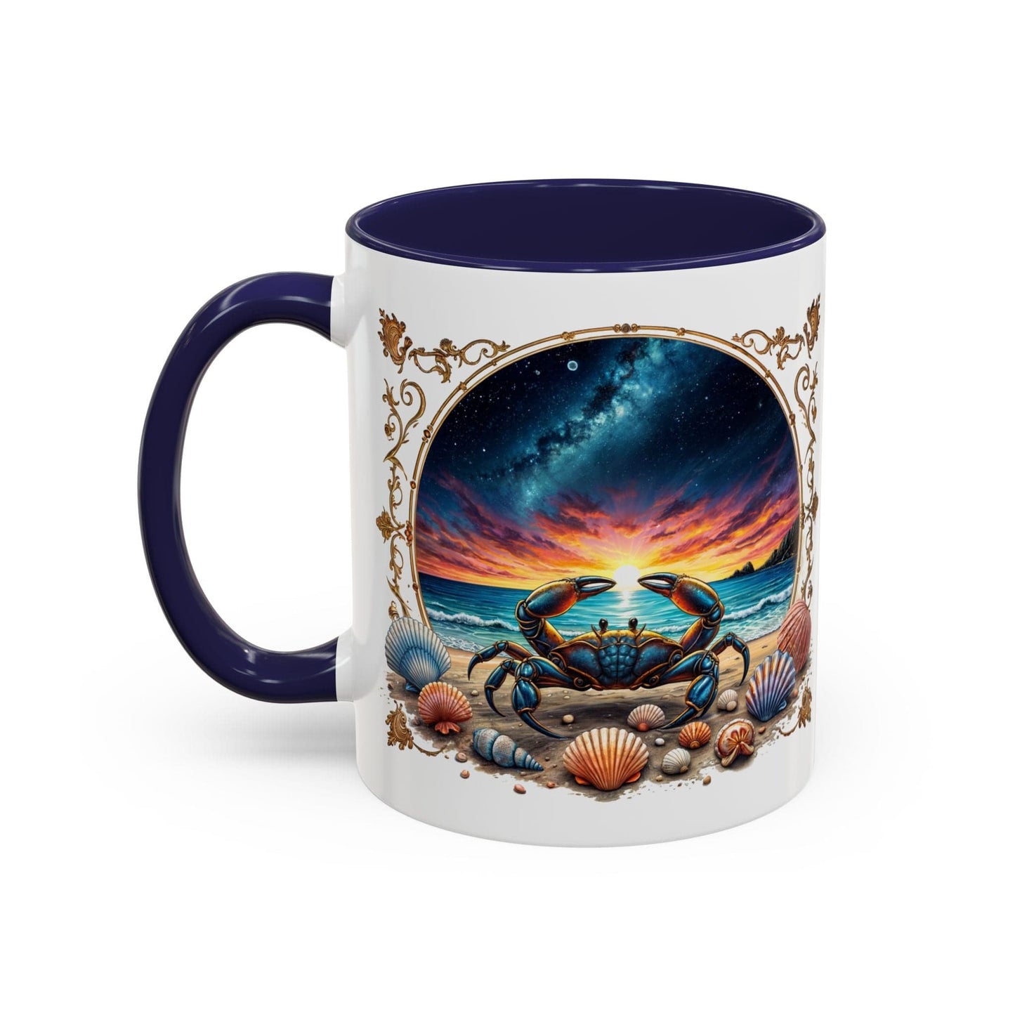 Printify Mug 11oz / Navy Cancer Zodiac Coffee Mug with Inspirational Quote and Smart QR Code Nurturing Astrology Gift Personalized Horoscope Mug for Cancer Fans