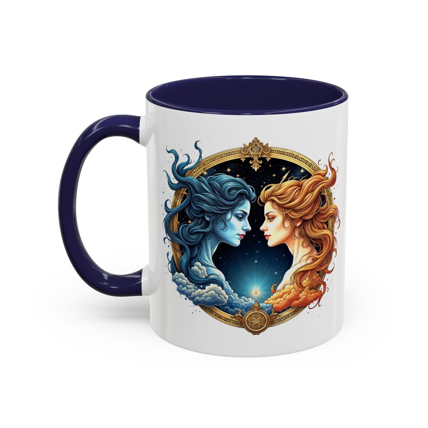 Printify Mug 11oz / Navy Gemini Zodiac Coffee Mug with Inspirational Quote and Smart QR Code Fun Astrology Gift Unique Horoscope Mug for Gemini Lovers