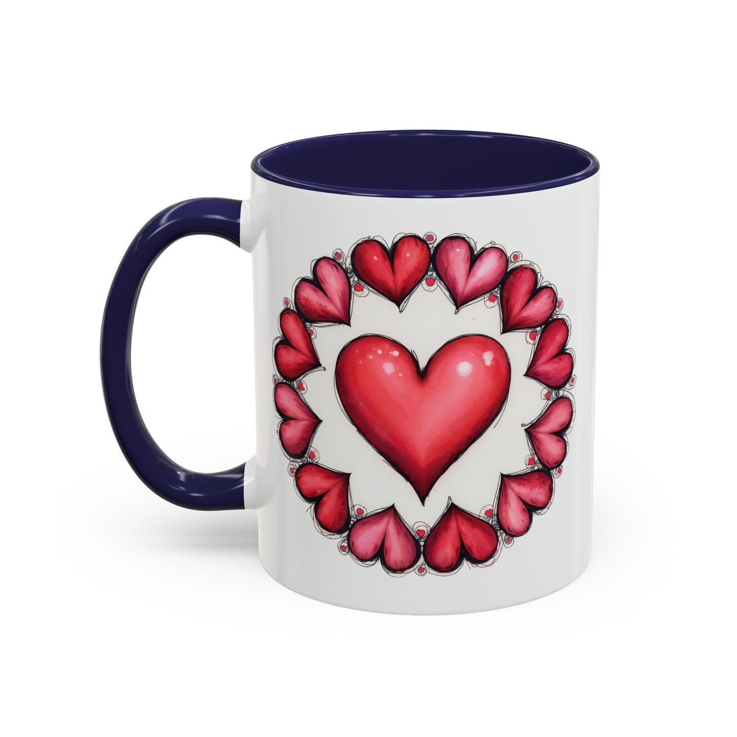 Printify Mug 11oz / Navy Hearts Desire Mug Cherished Friend Lover Gift for Loved Ones Perfect Present for Romantic Relationship Moments QR Quote Video Keepsake