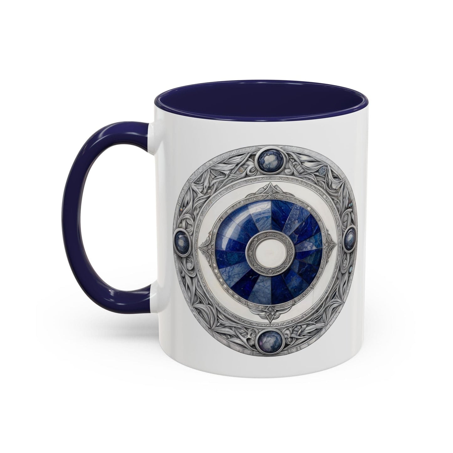 Printify Mug 11oz / Navy Lapis Lazuli Gemstone Mug with Inspirational Quote and QR Code Perfect for Dreamers Spiritual Seekers and Crystal Lovers