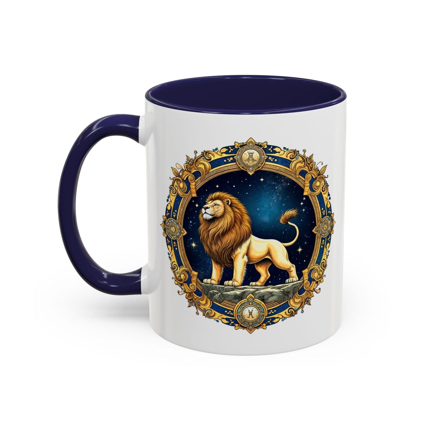 Printify Mug 11oz / Navy Leo Zodiac Coffee Mug with Inspirational Quote and Smart QR Code Bold Astrology Gift Custom Horoscope Lovers Mug for Leo Enthusiasts