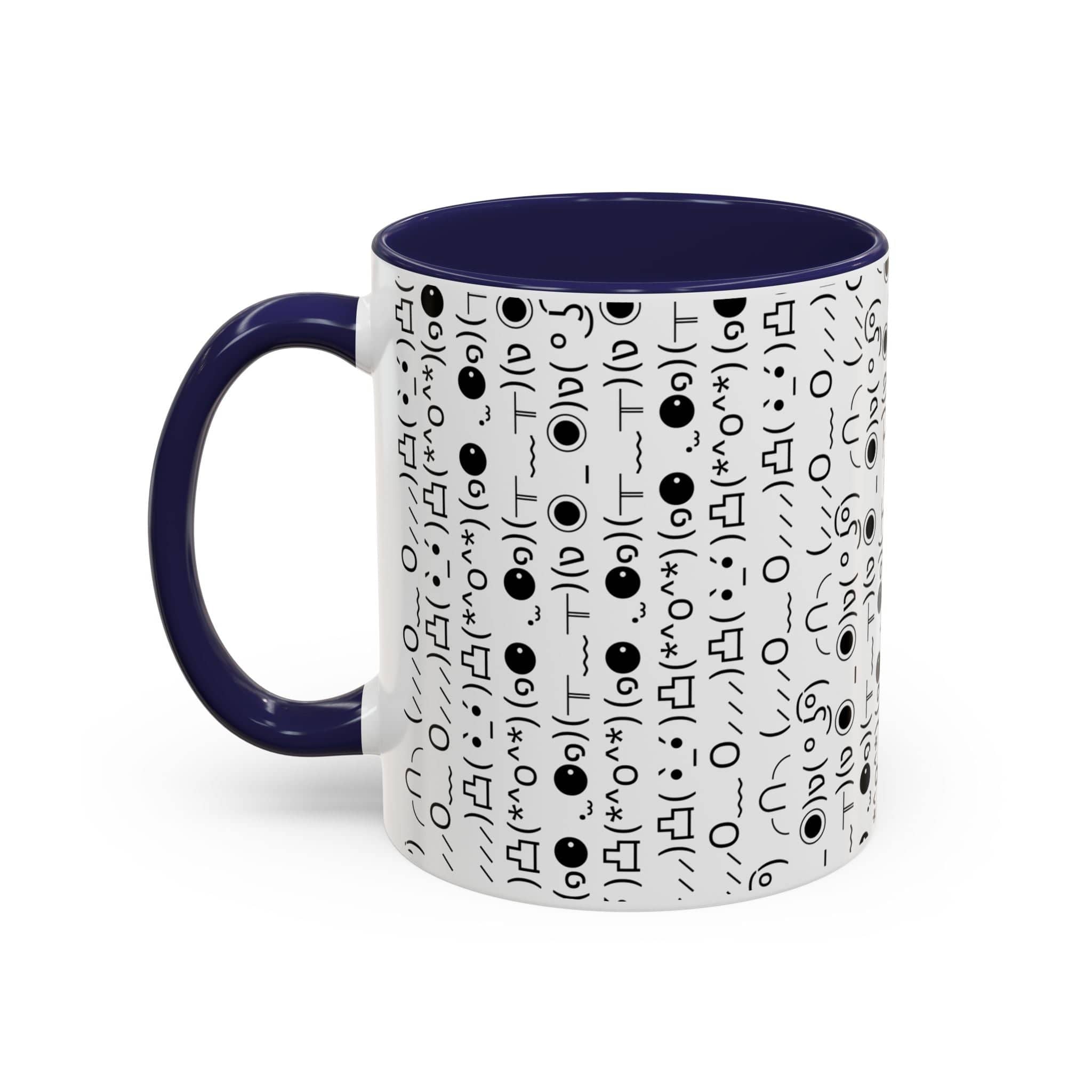 Printify Mug 11oz / Navy Mug - (๑⚈ ․̫ ⚈๑) Emoji- Hidden Message