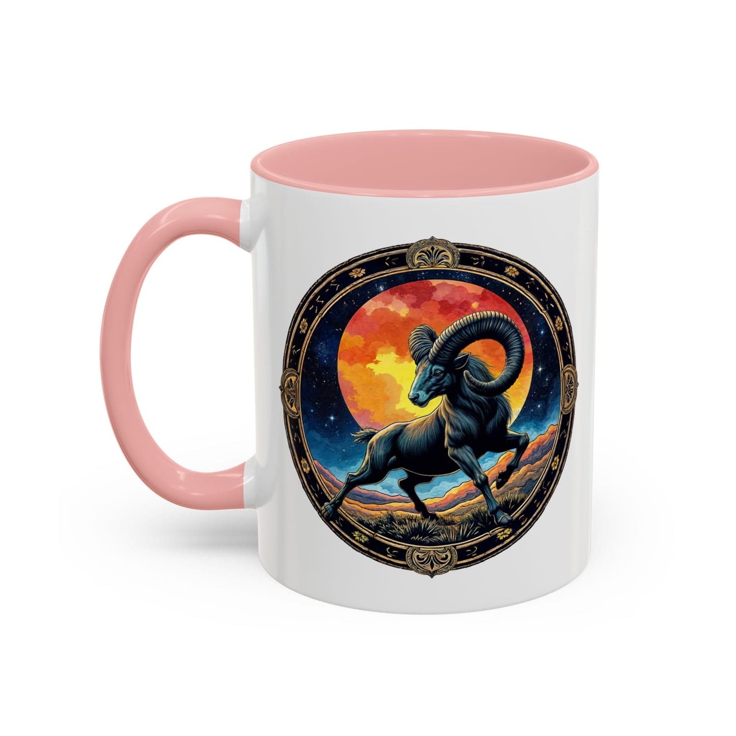 Printify Mug 11oz / Pink Aries Zodiac Coffee Mug with Inspirational Quote and Smart QR Code Unique Astrology Gift Personalized Horoscope Mug for Aries Lovers