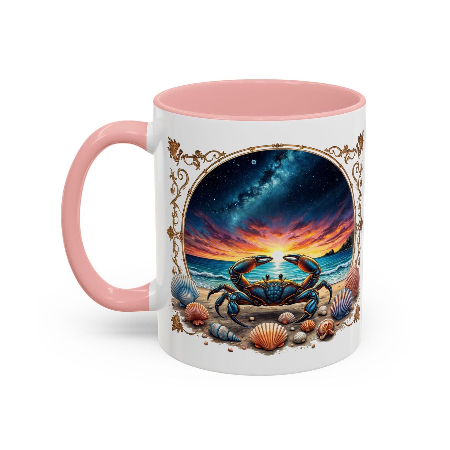 Printify Mug 11oz / Pink Cancer Zodiac Coffee Mug with Inspirational Quote and Smart QR Code Nurturing Astrology Gift Personalized Horoscope Mug for Cancer Fans