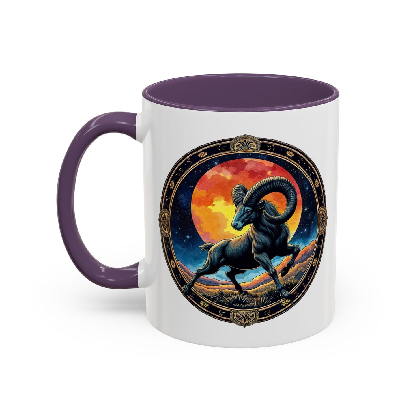 Printify Mug 11oz / Purple Aries Zodiac Coffee Mug with Inspirational Quote and Smart QR Code Unique Astrology Gift Personalized Horoscope Mug for Aries Lovers