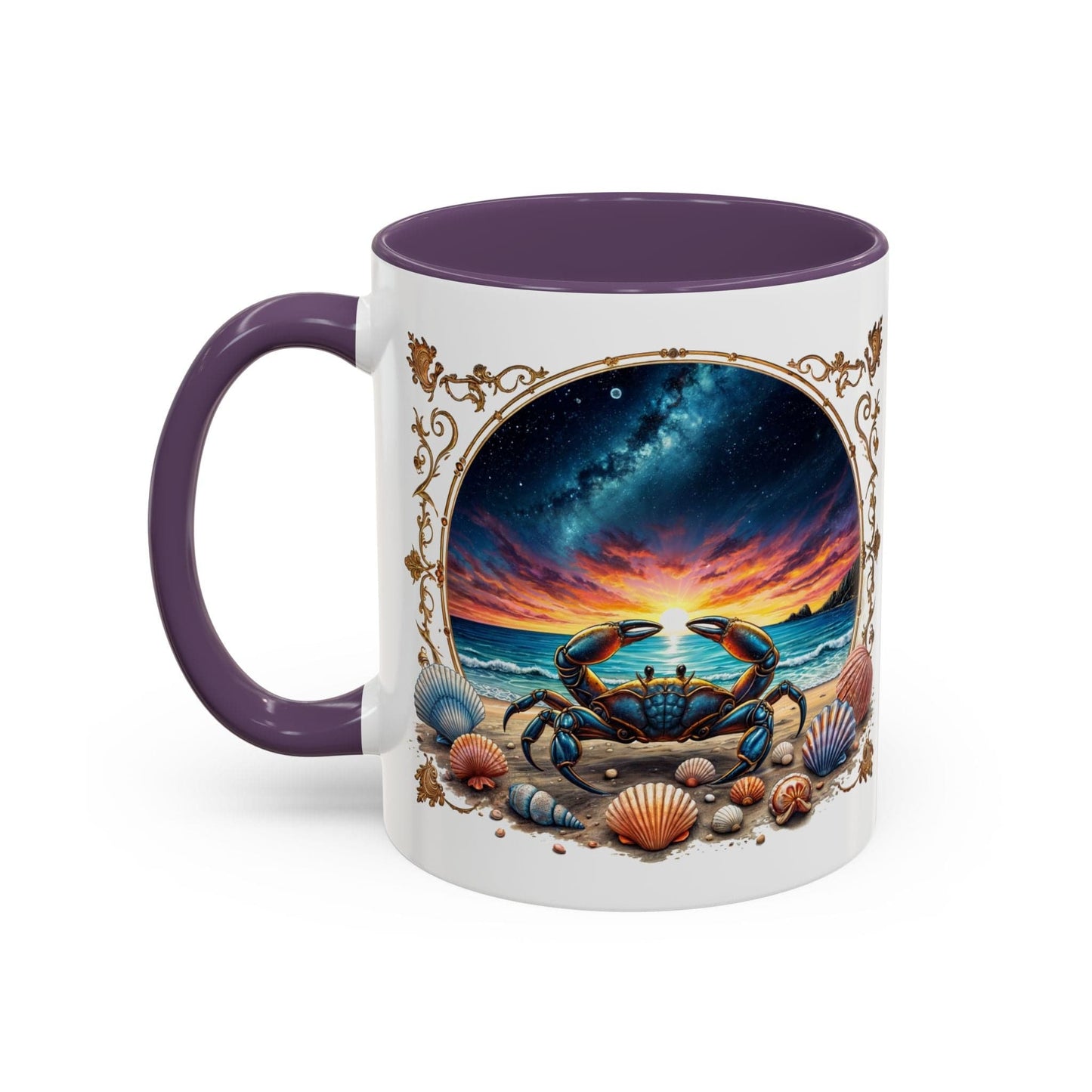 Printify Mug 11oz / Purple Cancer Zodiac Coffee Mug with Inspirational Quote and Smart QR Code Nurturing Astrology Gift Personalized Horoscope Mug for Cancer Fans