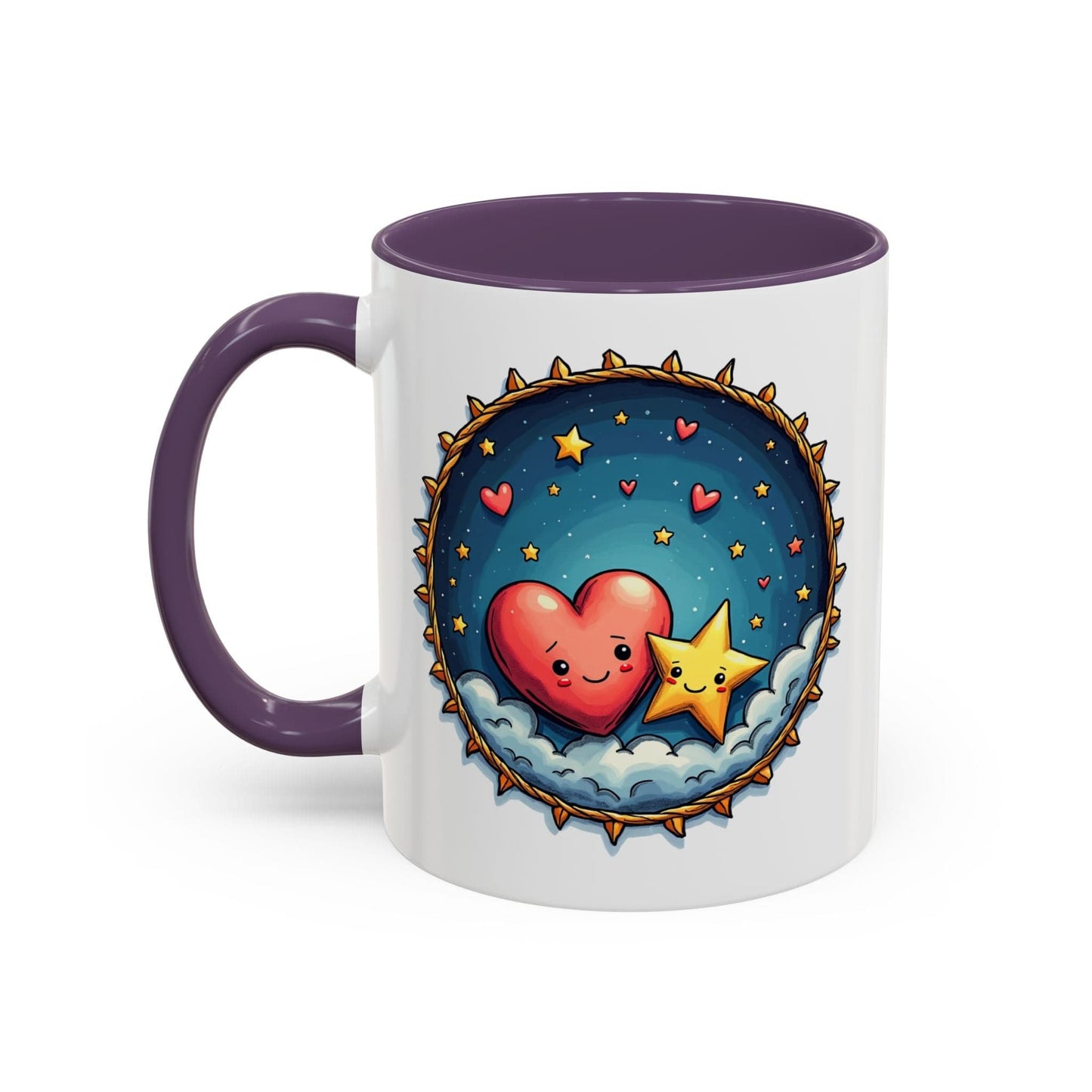 Printify Mug 11oz / Purple Mug - Sparks of Love - Love & Fun Mug with QR Code Quote Video