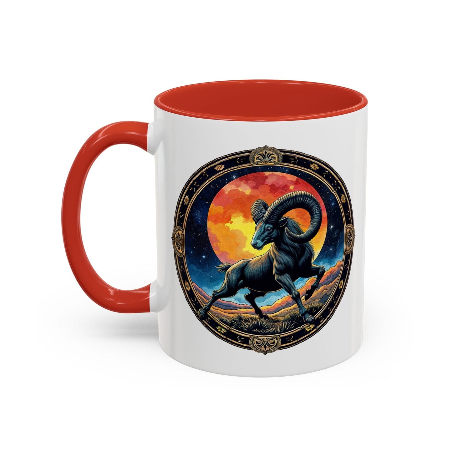 Printify Mug 11oz / Red Aries Zodiac Coffee Mug with Inspirational Quote and Smart QR Code Unique Astrology Gift Personalized Horoscope Mug for Aries Lovers
