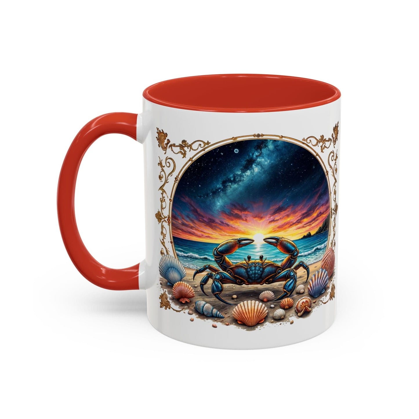 Printify Mug 11oz / Red Cancer Zodiac Coffee Mug with Inspirational Quote and Smart QR Code Nurturing Astrology Gift Personalized Horoscope Mug for Cancer Fans
