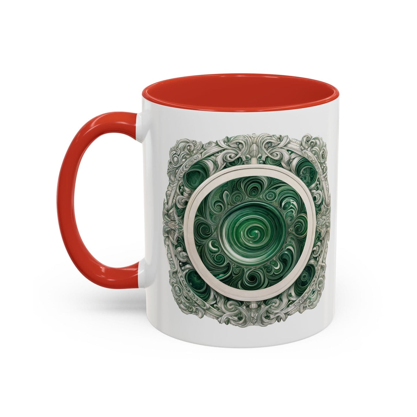 Printify Mug 11oz / Red Malachite Crystal Coffee Mug with Inspirational Quote and QR Code Beautiful Gemstone Gift for Green Thumbs and Spiritual Lovers