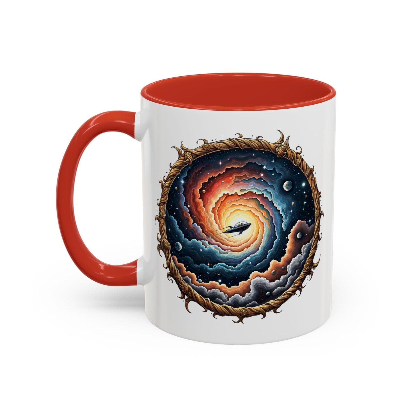 Printify Mug 11oz / Red UFO Coffee Mug with Humorous Alien Quote - for Skeptical Science Lover Who Enjoy Unique Quirky Gift Hilarious Space Joke QR Code Quote Video