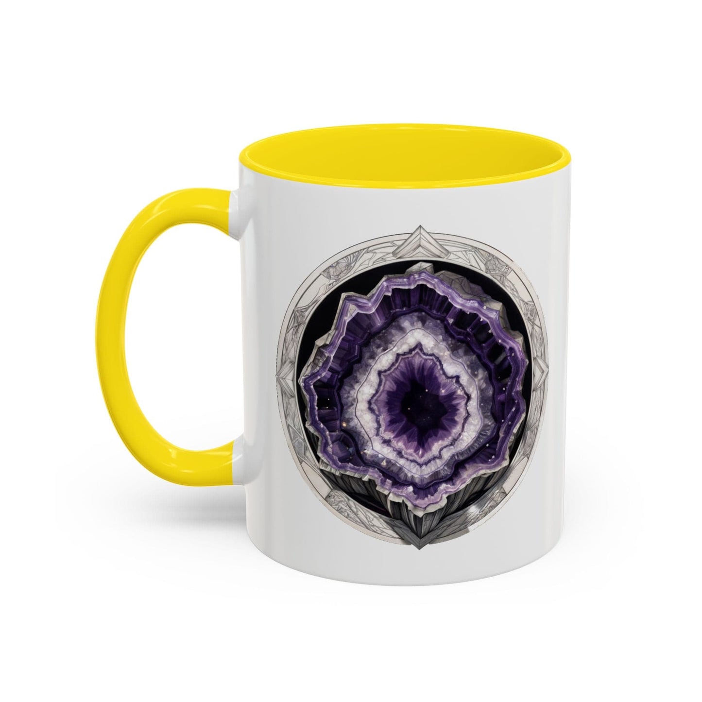 Printify Mug 11oz / Yellow Amethyst Gemstone Coffee Mug with Inspirational Quote and QR Code Perfect Gift for Mindfulness Lovers and Crystal Spiritual Seekers