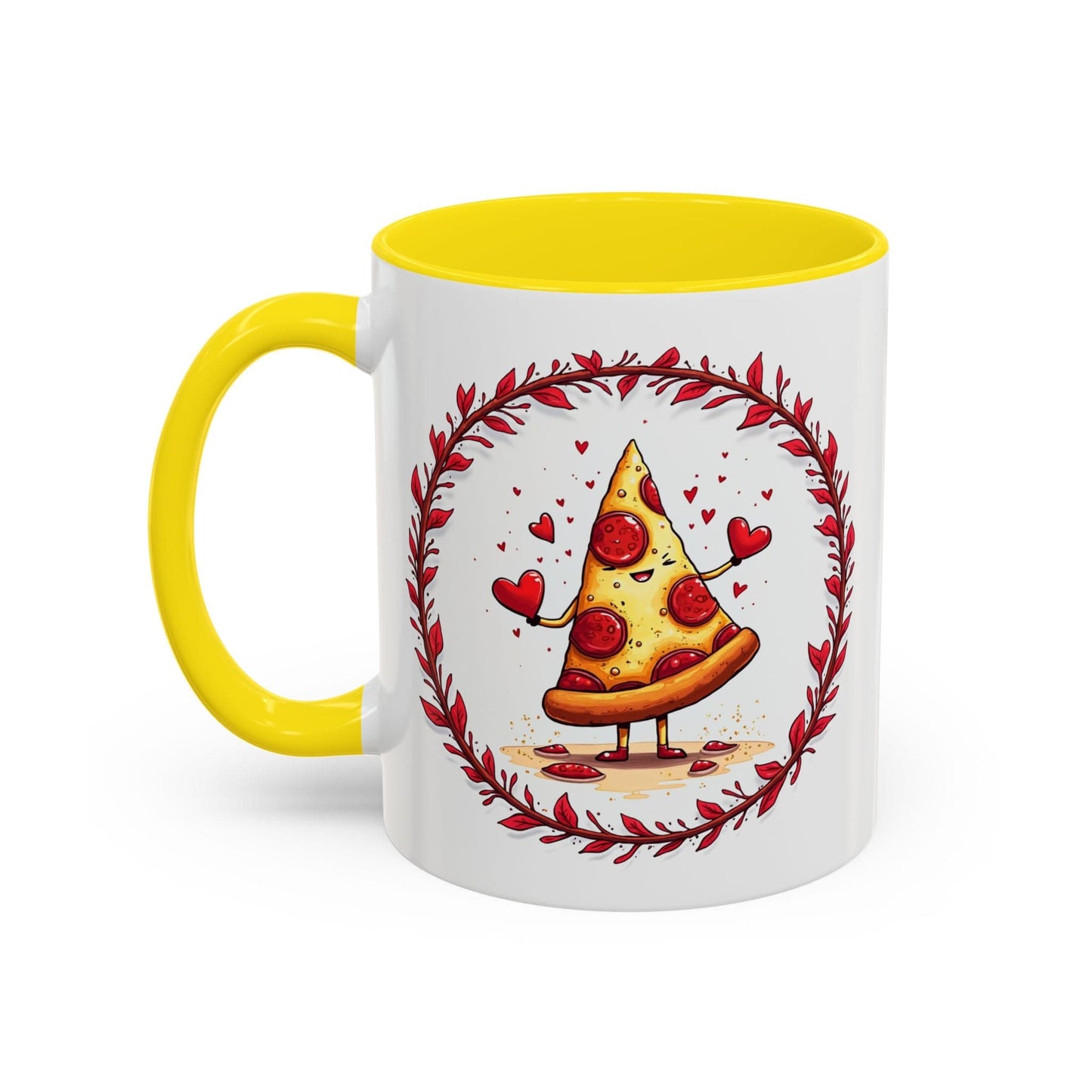 Printify Mug 11oz / Yellow Mug - Love at First Bite - Love & Fun Mug with QR Code Quote Video