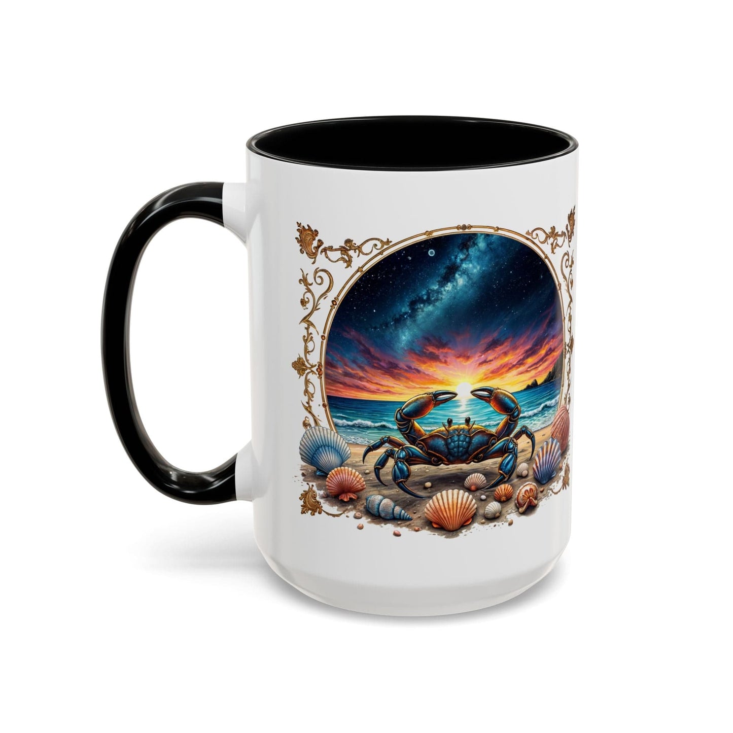 Printify Mug 15oz / Black Cancer Zodiac Coffee Mug with Inspirational Quote and Smart QR Code Nurturing Astrology Gift Personalized Horoscope Mug for Cancer Fans