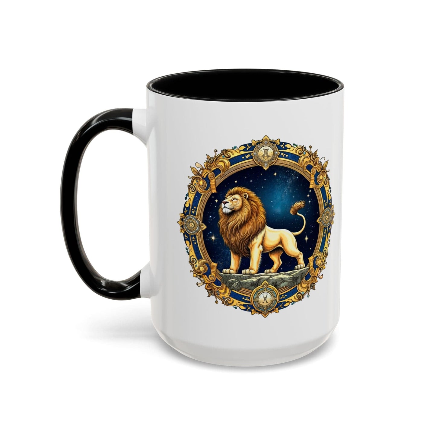 Printify Mug 15oz / Black Leo Zodiac Coffee Mug with Inspirational Quote and Smart QR Code Bold Astrology Gift Custom Horoscope Lovers Mug for Leo Enthusiasts