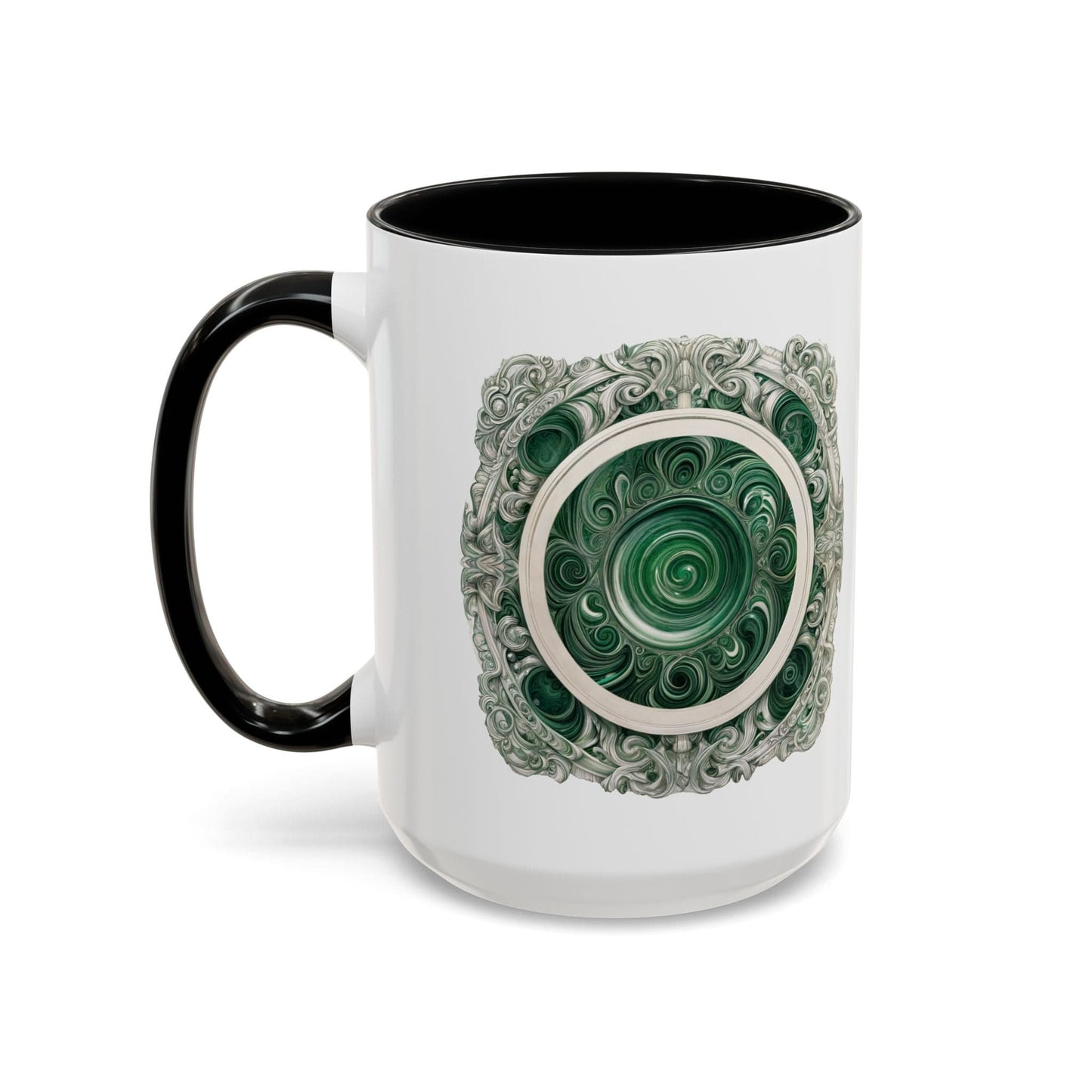 Printify Mug 15oz / Black Malachite Crystal Coffee Mug with Inspirational Quote and QR Code Beautiful Gemstone Gift for Green Thumbs and Spiritual Lovers