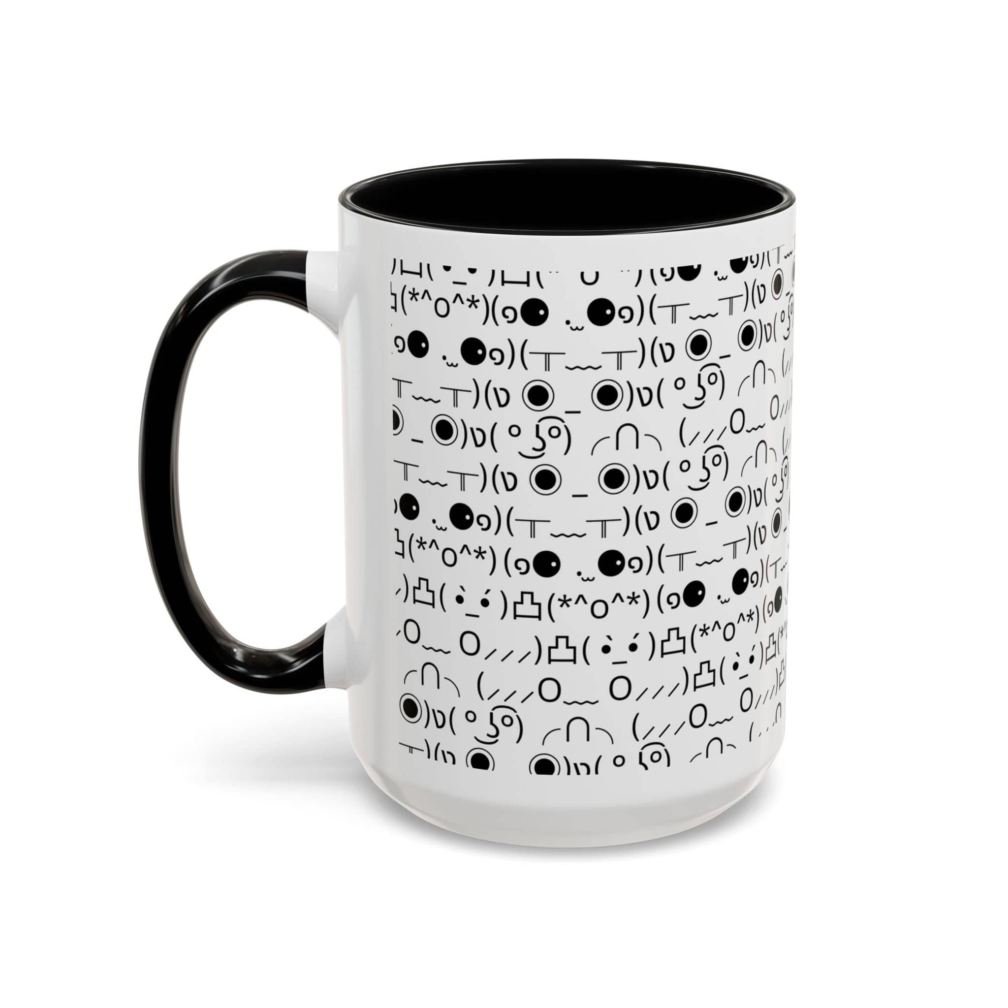 Printify Mug 15oz / Black Mug - (๑⚈ ․̫ ⚈๑) Emoji- Hidden Message
