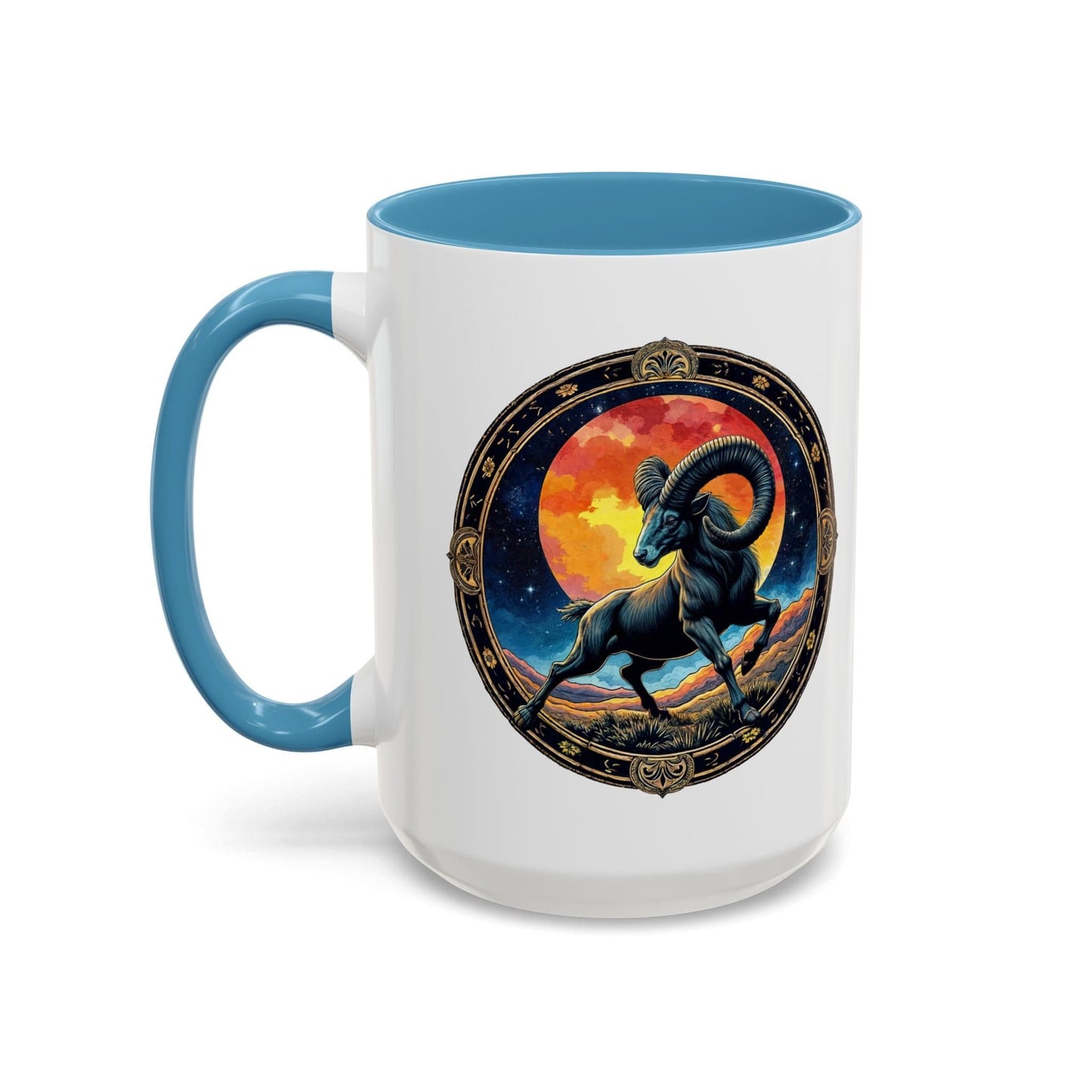 Printify Mug 15oz / Light Blue Aries Zodiac Coffee Mug with Inspirational Quote and Smart QR Code Unique Astrology Gift Personalized Horoscope Mug for Aries Lovers