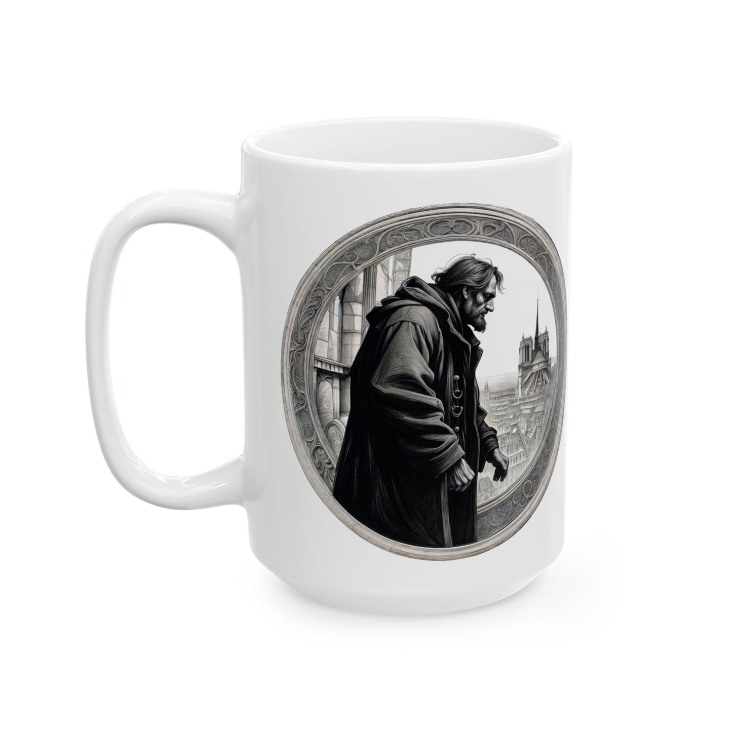 Printify Mug 15oz Mug - Hunchback of Notre Dame - Mysteries & Monsters Inspirational QR Code Quote Video