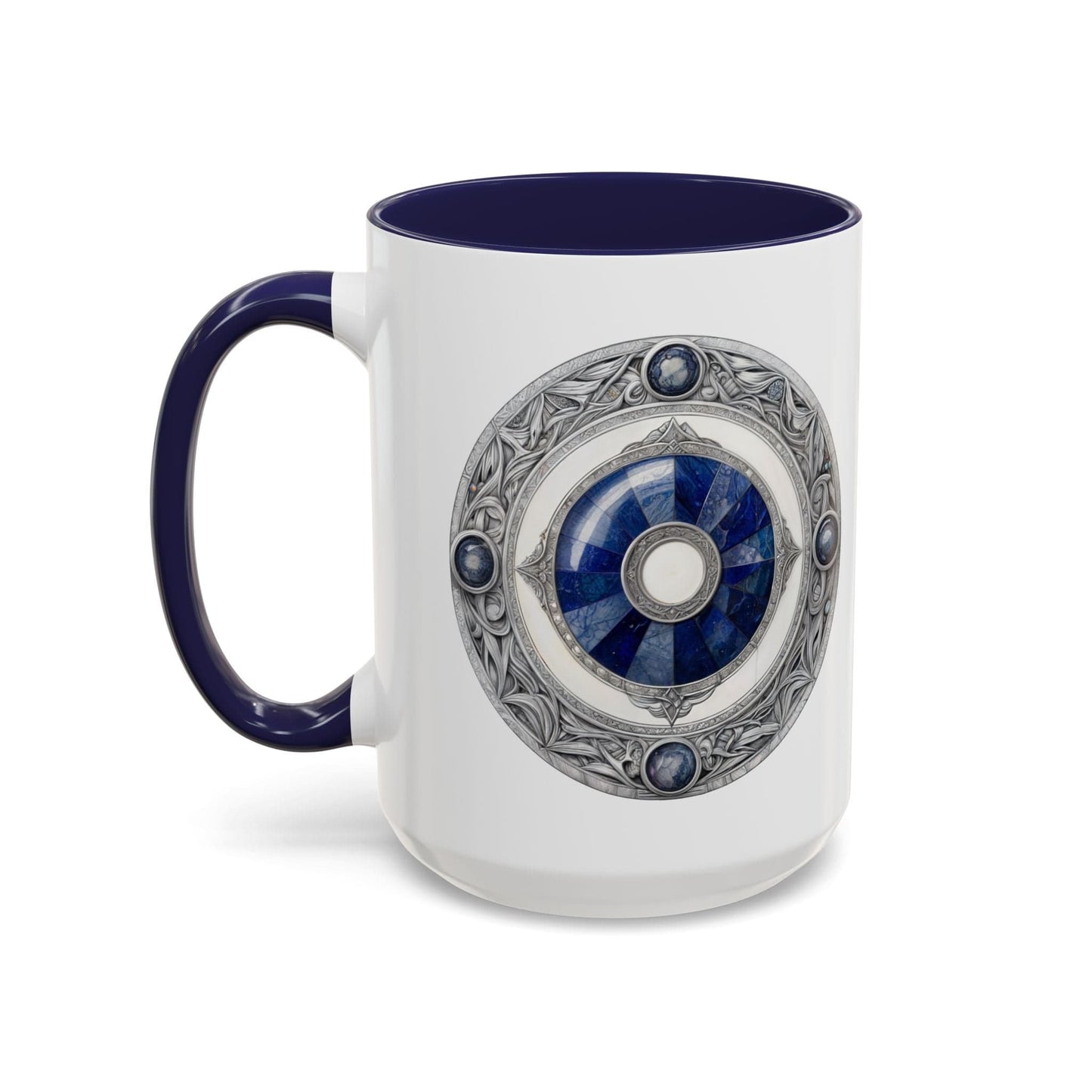 Printify Mug 15oz / Navy Lapis Lazuli Gemstone Mug with Inspirational Quote and QR Code Perfect for Dreamers Spiritual Seekers and Crystal Lovers