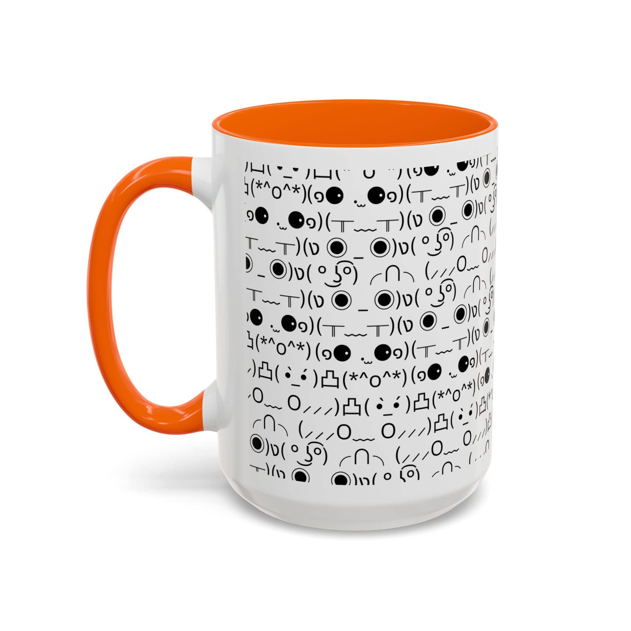Printify Mug 15oz / Orange Mug - (๑⚈ ․̫ ⚈๑) Emoji- Hidden Message