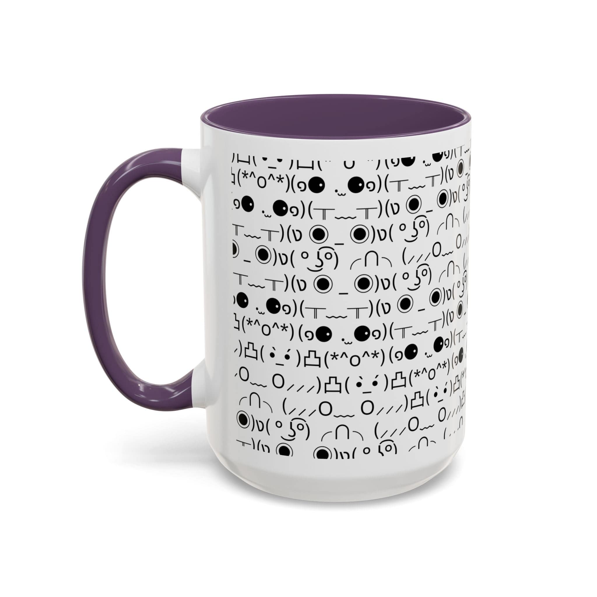 Printify Mug 15oz / Purple Mug - (๑⚈ ․̫ ⚈๑) Emoji- Hidden Message