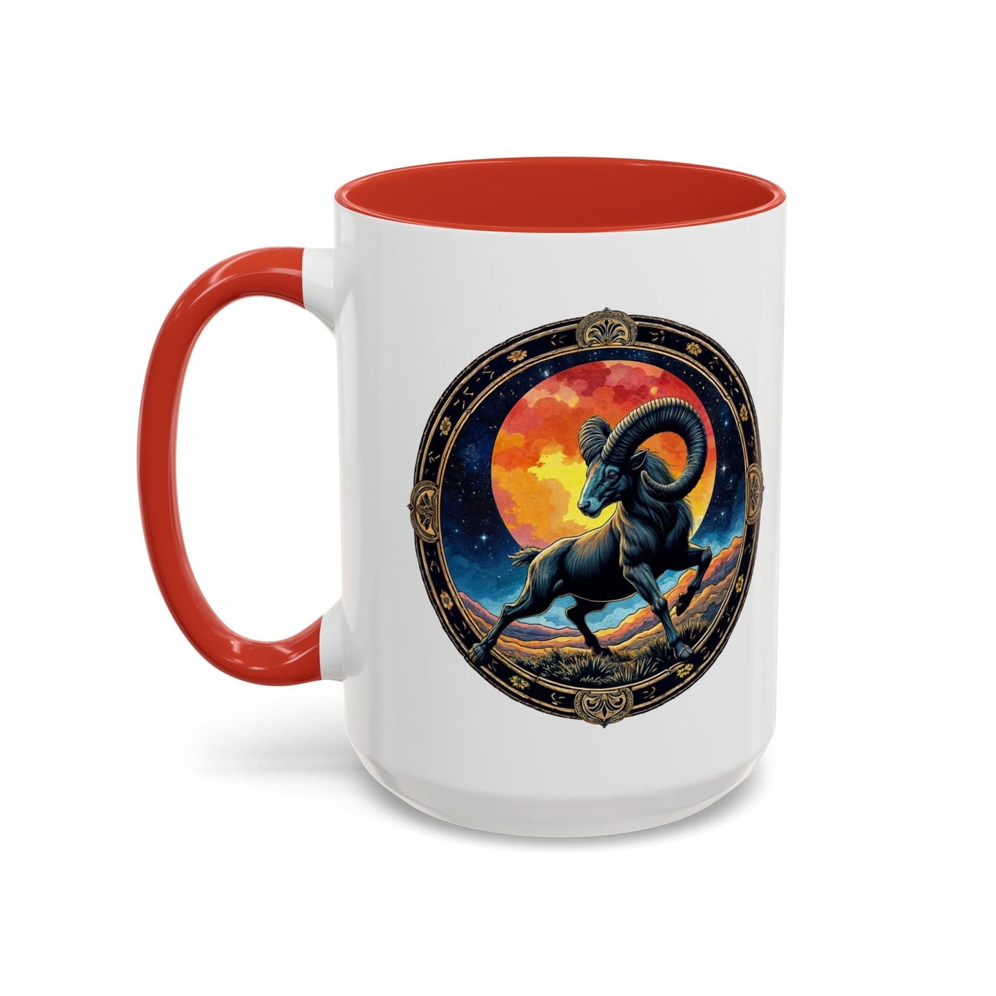 Printify Mug 15oz / Red Aries Zodiac Coffee Mug with Inspirational Quote and Smart QR Code Unique Astrology Gift Personalized Horoscope Mug for Aries Lovers