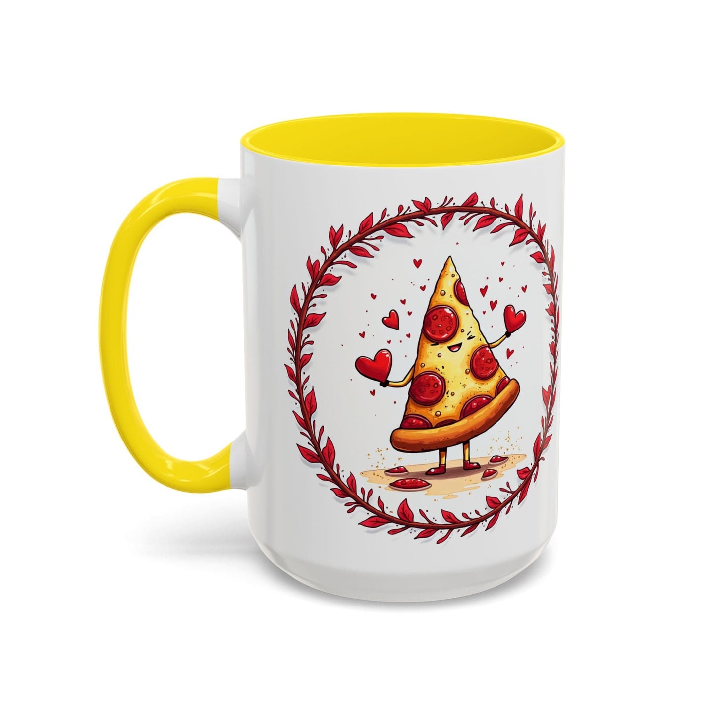 Printify Mug 15oz / Yellow Mug - Love at First Bite - Love & Fun Mug with QR Code Quote Video