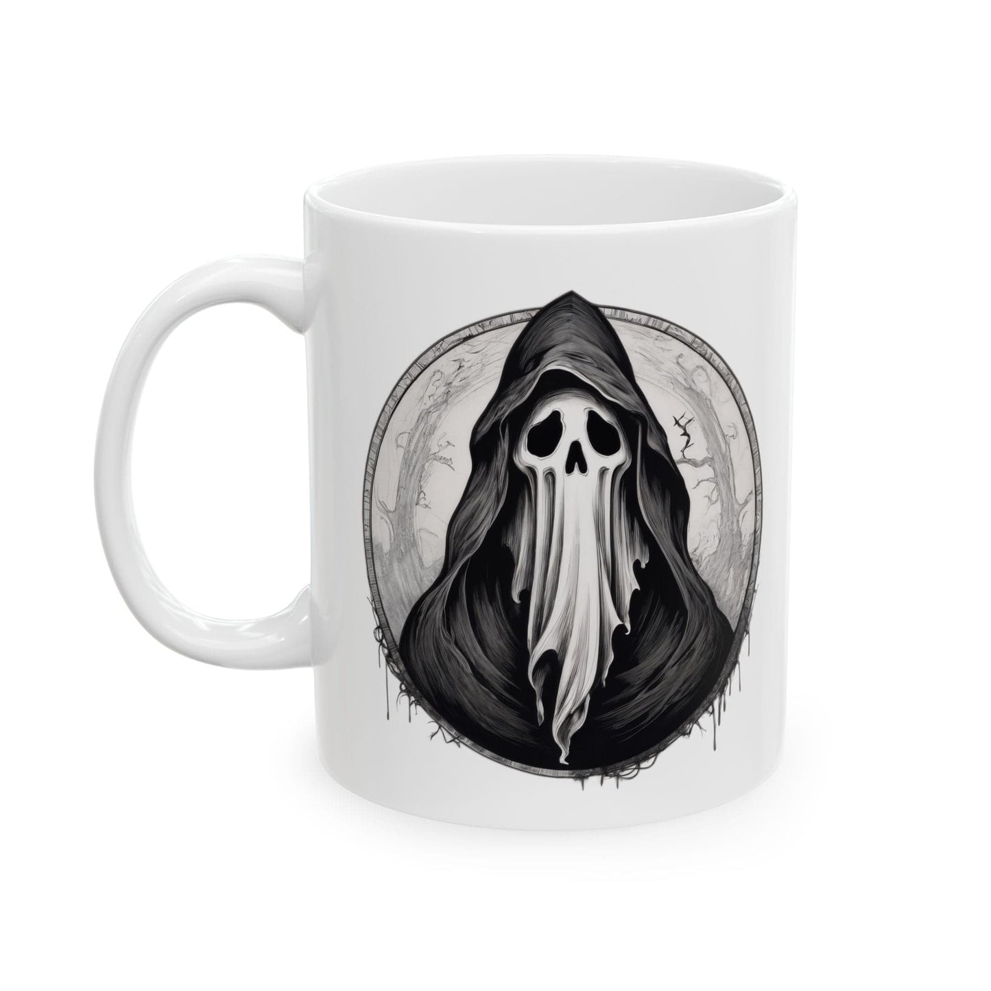 Printify Mug Ghost Art Ceramic Mug, Motivational Quote Coffee Cup, Gift for Coffee Lovers, Unique Home Decor, Inspirational Beverage, Halloween Mug,