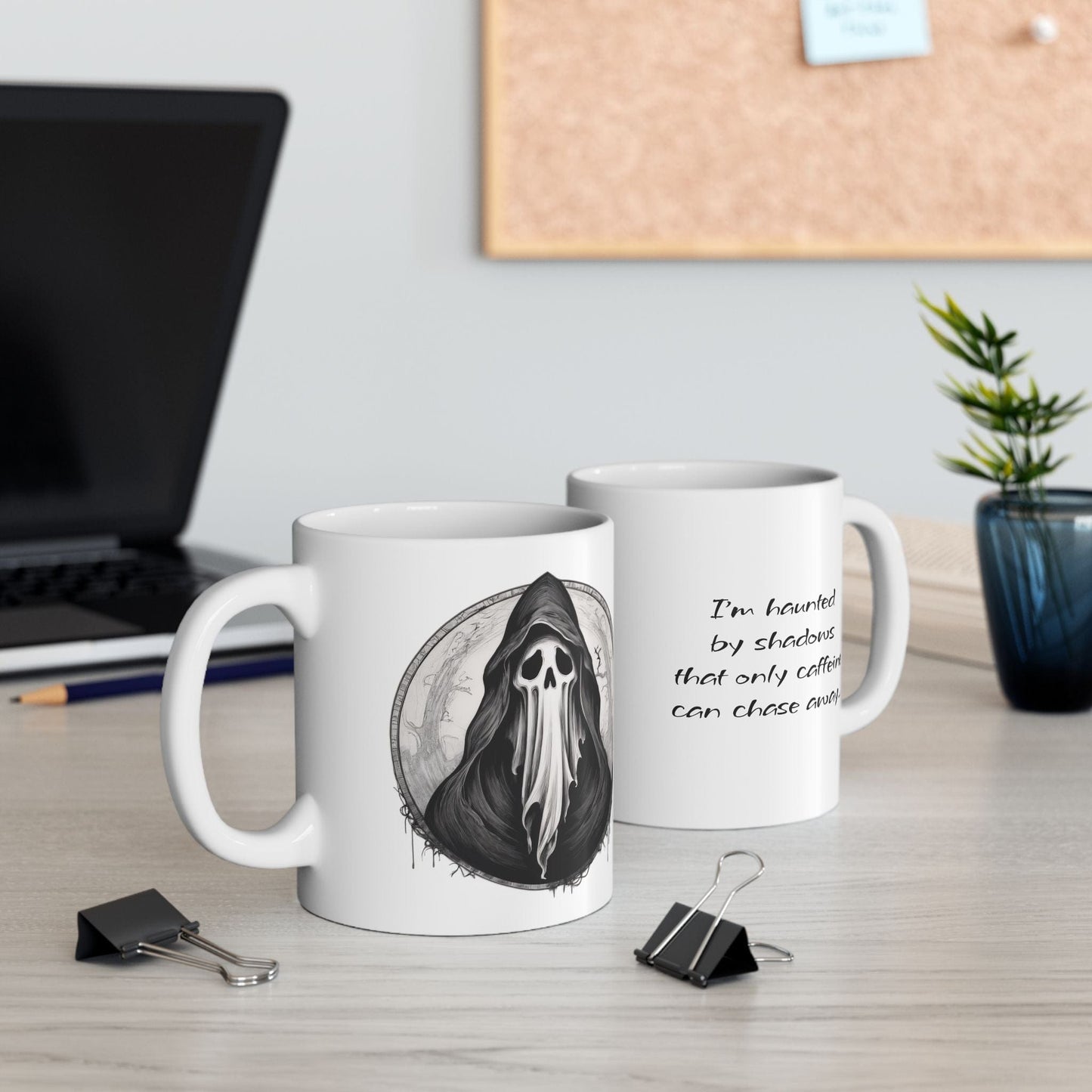 Printify Mug Ghost Art Ceramic Mug, Motivational Quote Coffee Cup, Gift for Coffee Lovers, Unique Home Decor, Inspirational Beverage, Halloween Mug,