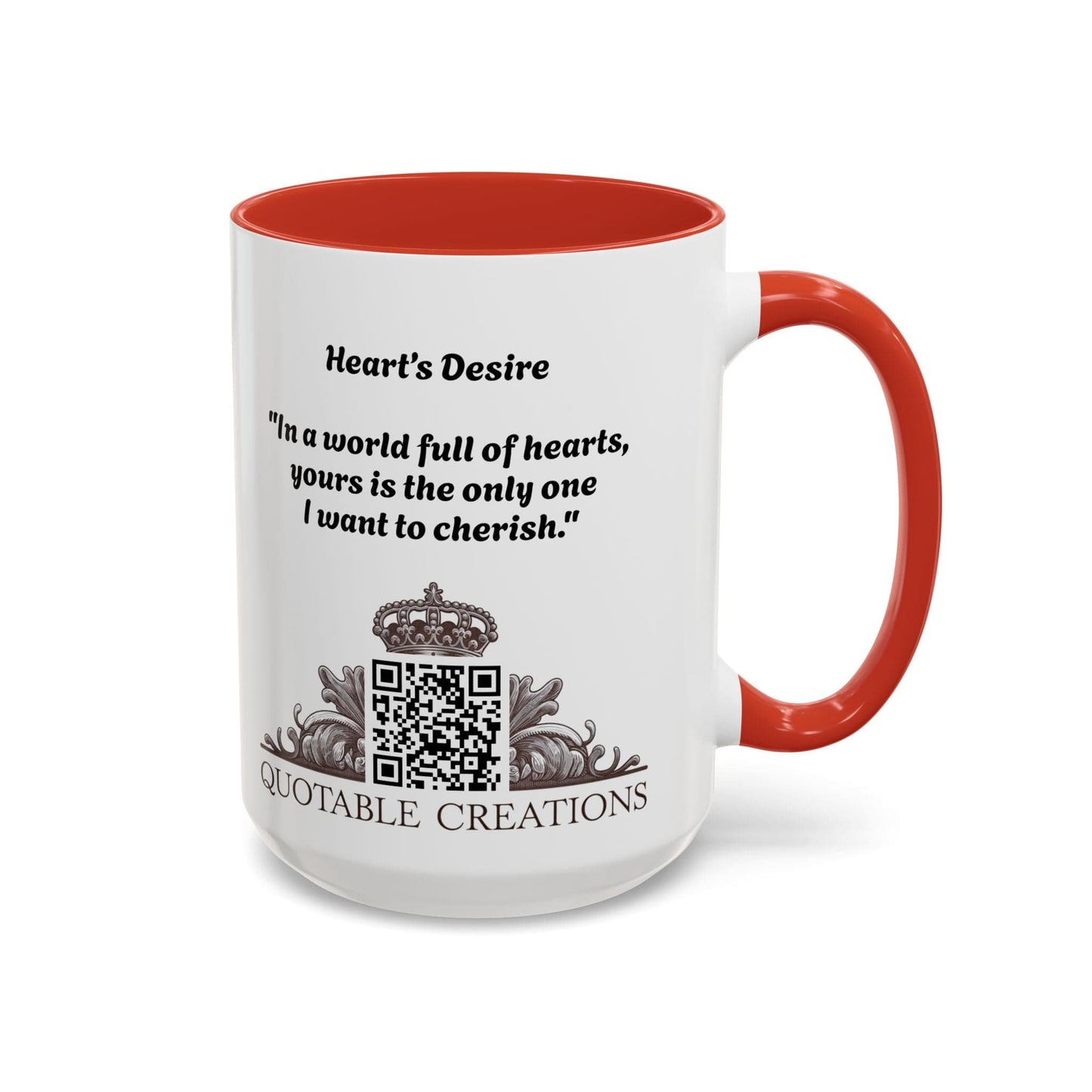 Printify Mug Hearts Desire Mug Cherished Friend Lover Gift for Loved Ones Perfect Present for Romantic Relationship Moments QR Quote Video Keepsake