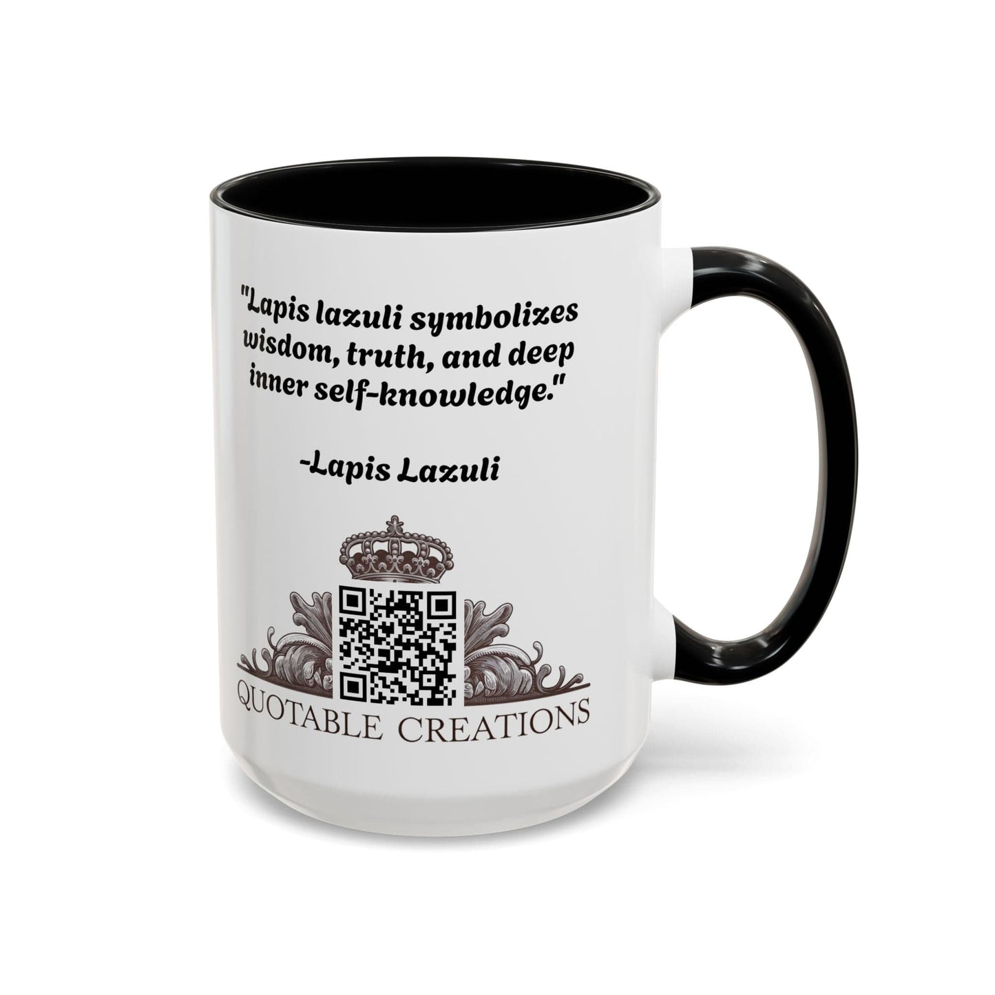 Printify Mug Lapis Lazuli Gemstone Mug with Inspirational Quote and QR Code Perfect for Dreamers Spiritual Seekers and Crystal Lovers