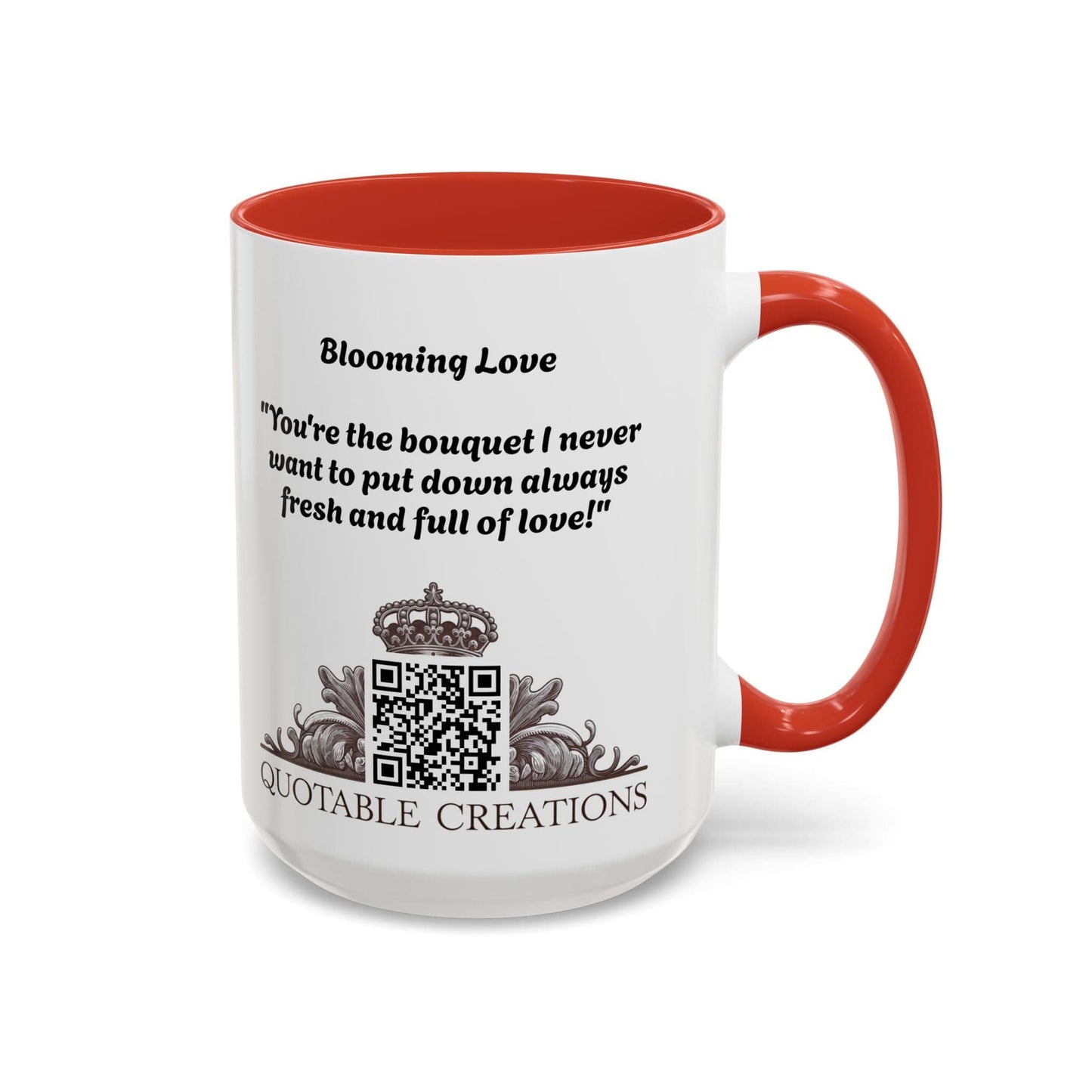 Printify Mug Mug - Blooming Love - Love & Romance QR Code Quote Video