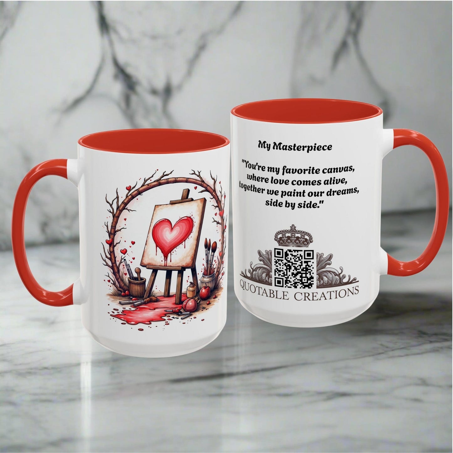 Printify Mug Mug - My Masterpiece - Love & Fun Mug with QR Code Quote Video