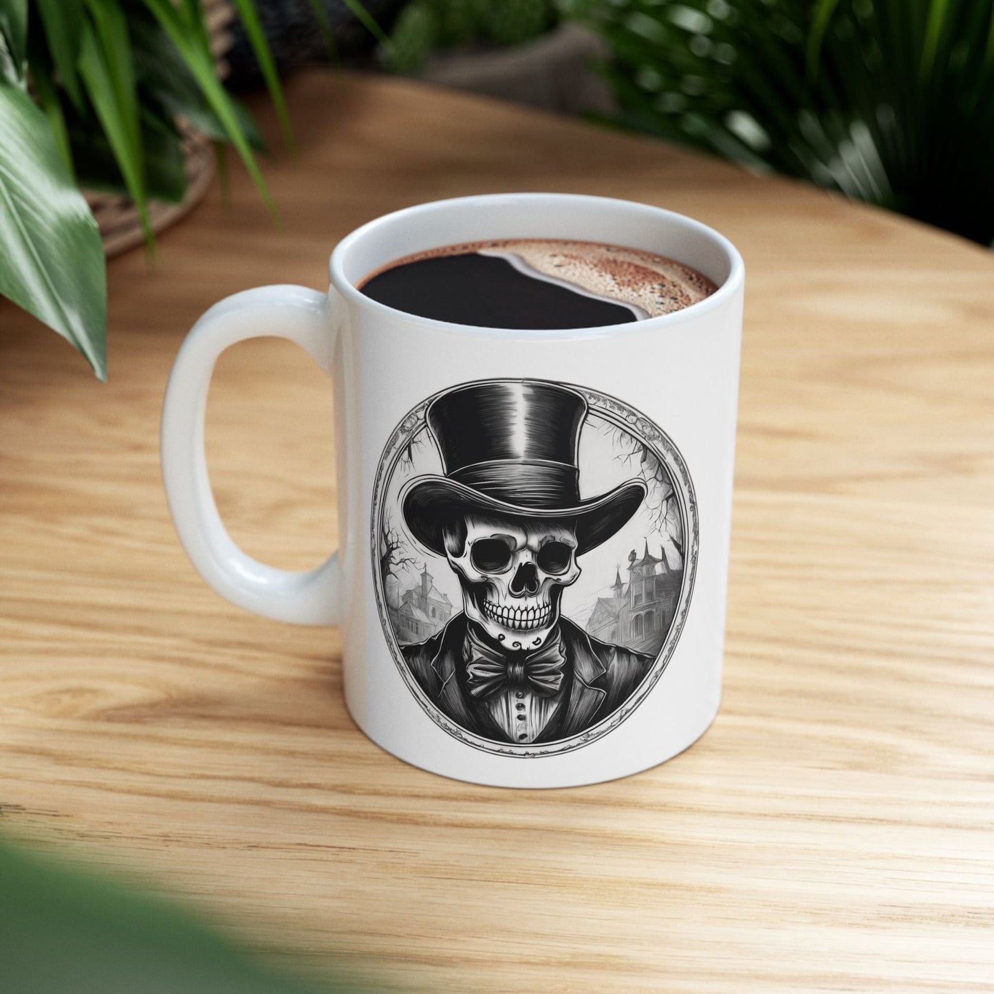 Printify Mug Skeleton Art Ceramic Mug, Gift for Coffee Lovers, Motivational Quote Drinkware, Unique Home Decor, Inspirational Cup, Skeleton Mug, Coffee