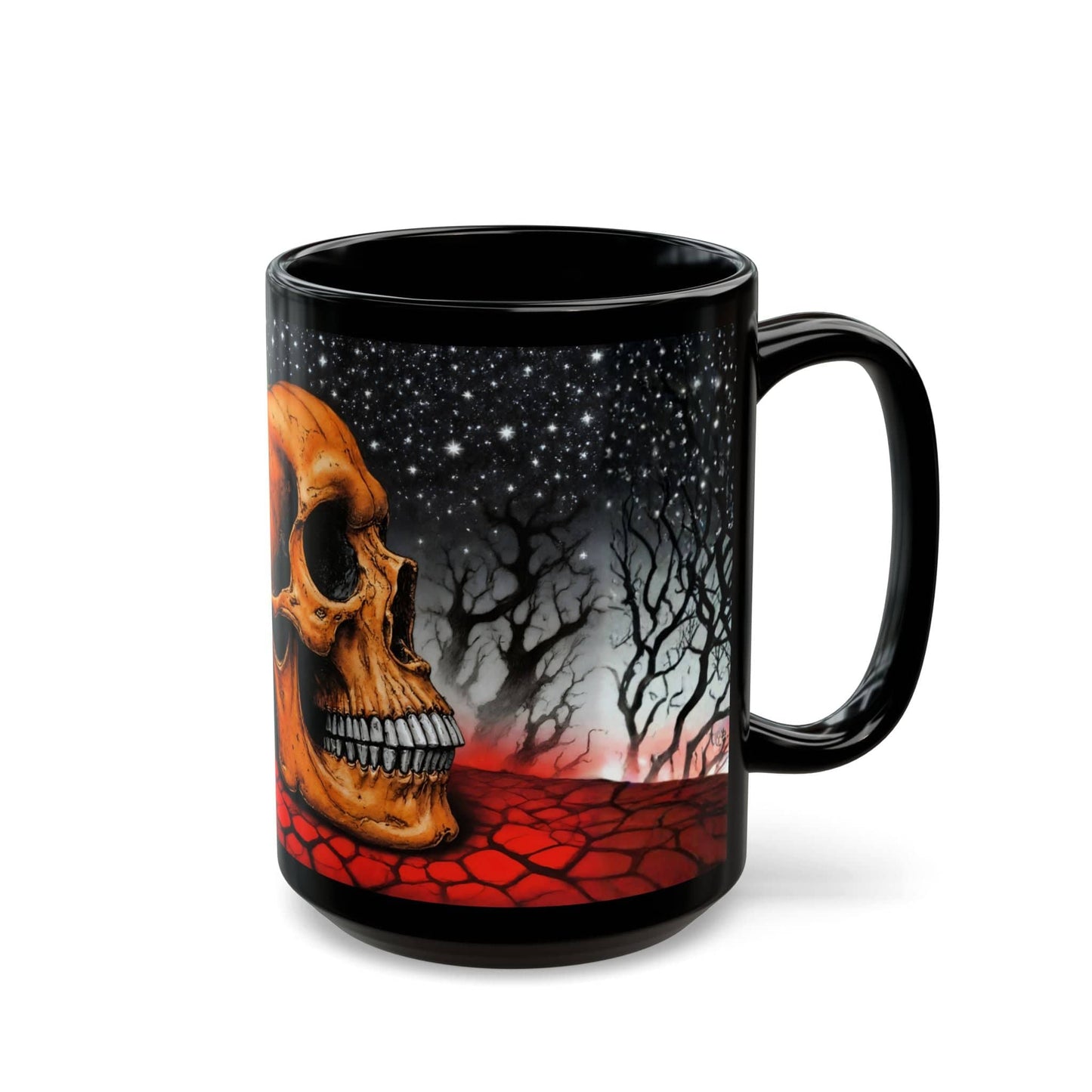 Printify Mug Spooky Skull Pumpkin Ceramic Mug - Halloween Coffee Cup, Fall Decor, Ghoul Kitchen Gift