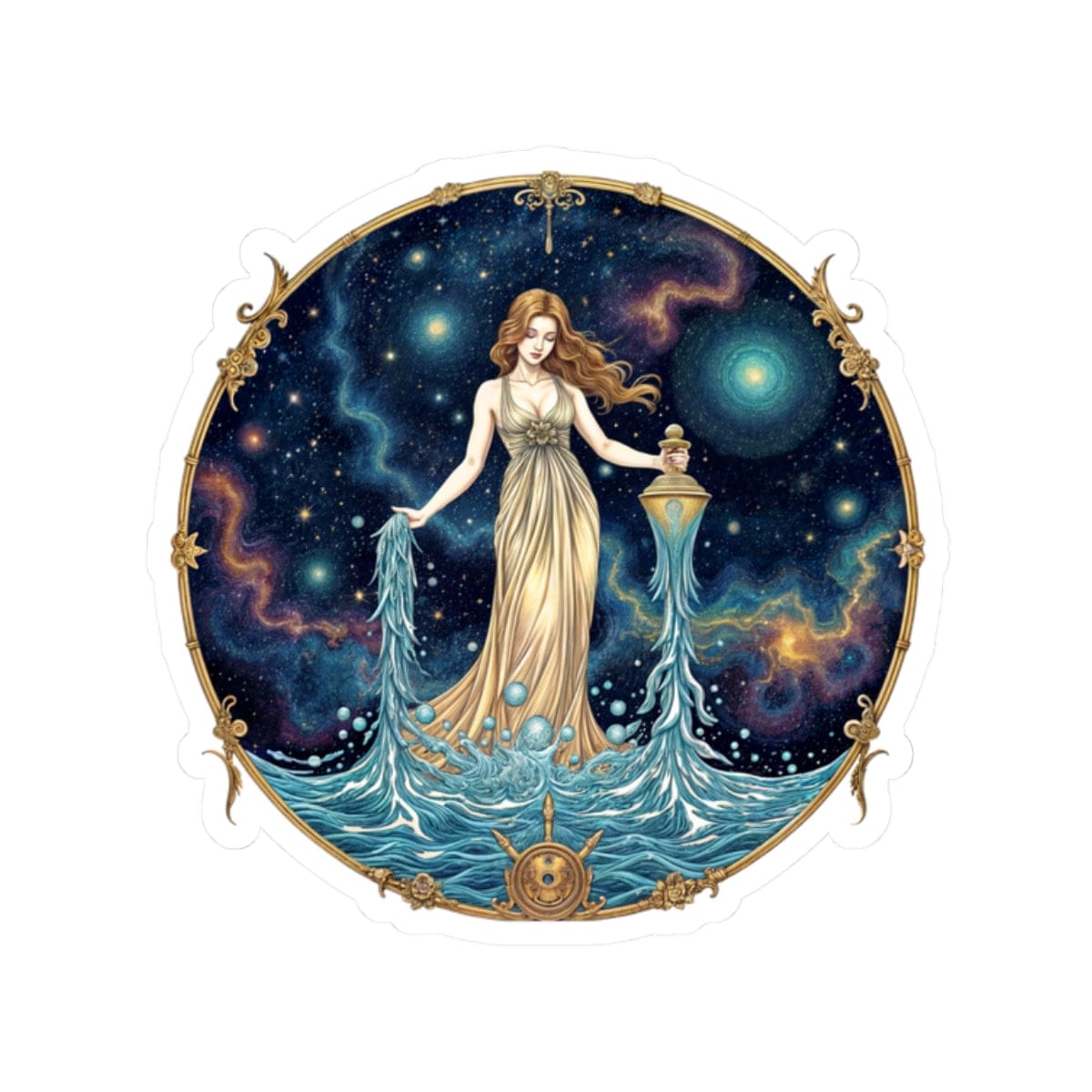 Printify Paper products 2" × 2" / White Aquarius - Zodiac Astrology Kiss-Cut Stickers