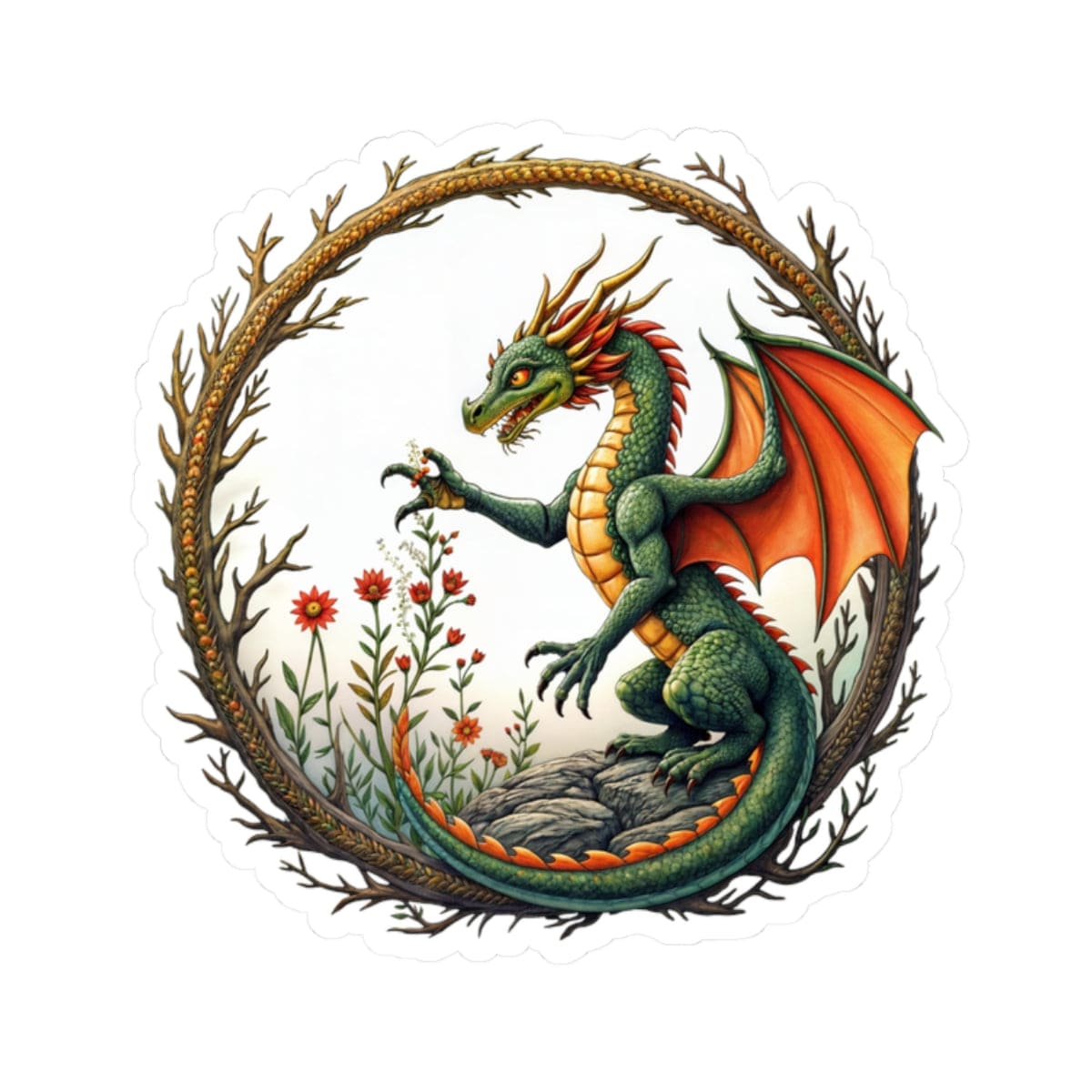 Printify Paper products 2" × 2" / White Blossomwing - Dragons & Magic Kiss-Cut Stickers