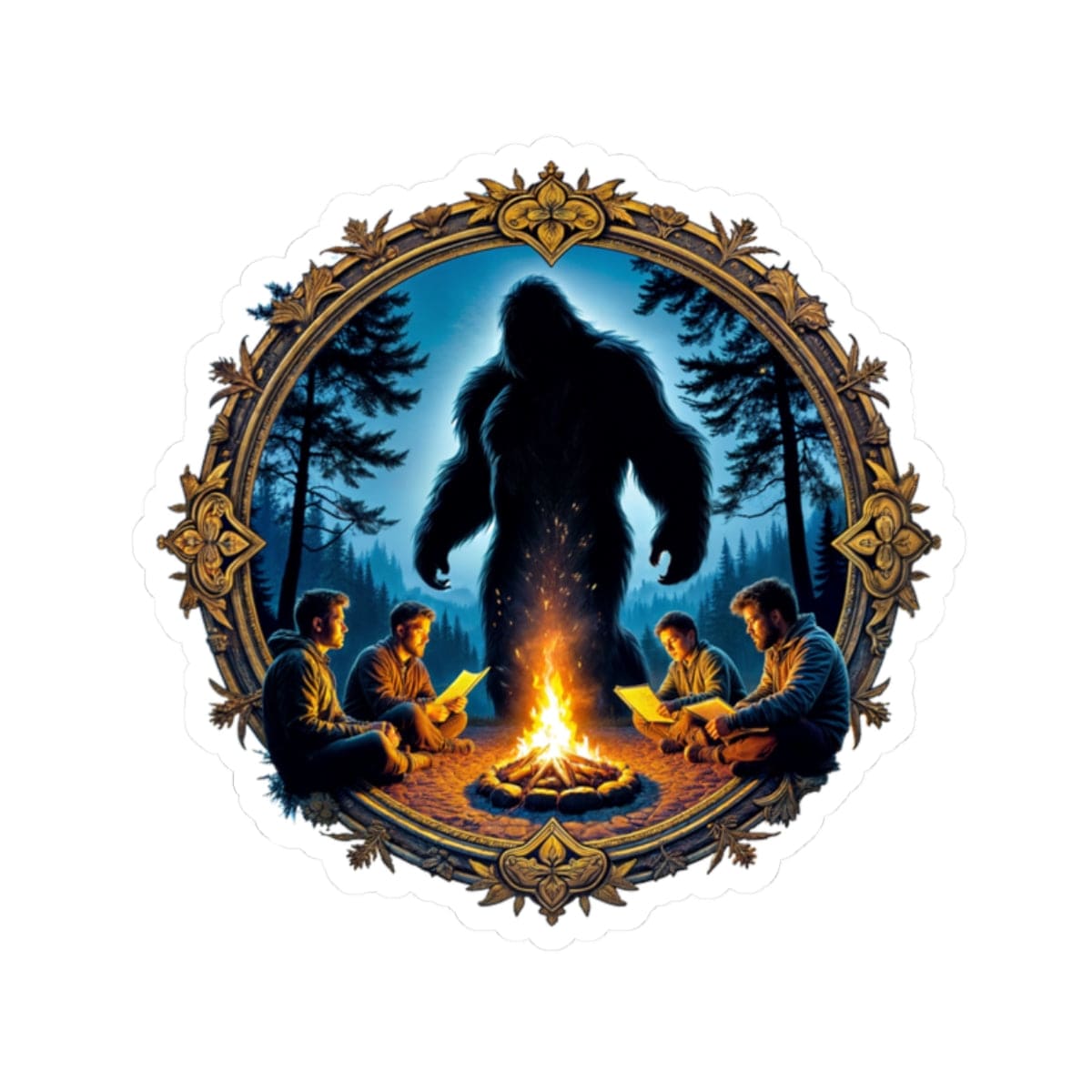 Printify Paper products 2" × 2" / White Legends Never Sleep - Bigfoot & Legends Kiss-Cut Stickers