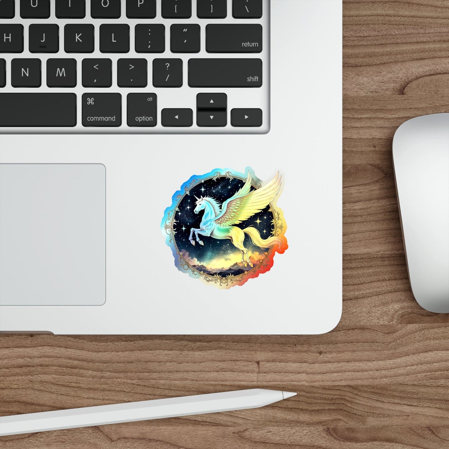 Printify Paper products 3" × 3" / Die-Cut / Holographic Light Unicorn Pegasus Alicorn- Holographic Die-Cut Sticker